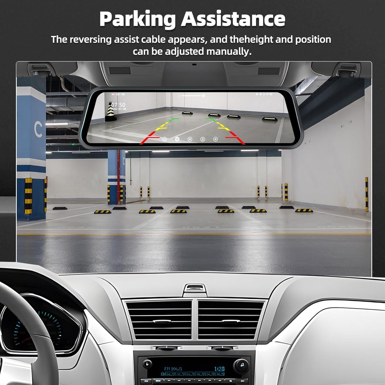 Cámara de Salpicadero Zomolither 9.66" IPS 1080P con Visión Nocturna