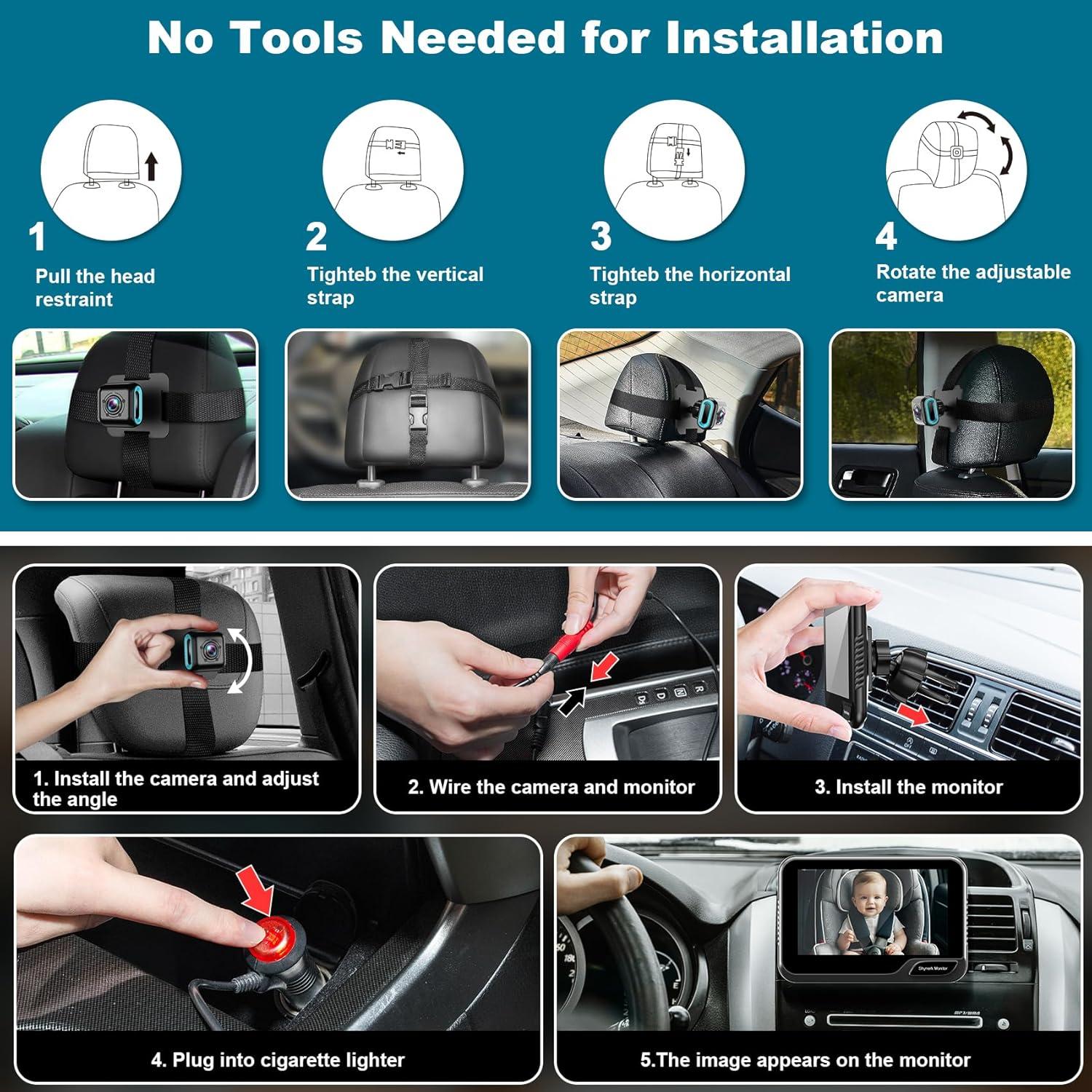 Espejo de Coche para Bebés Shynerk YB-405CA 4.3" HD