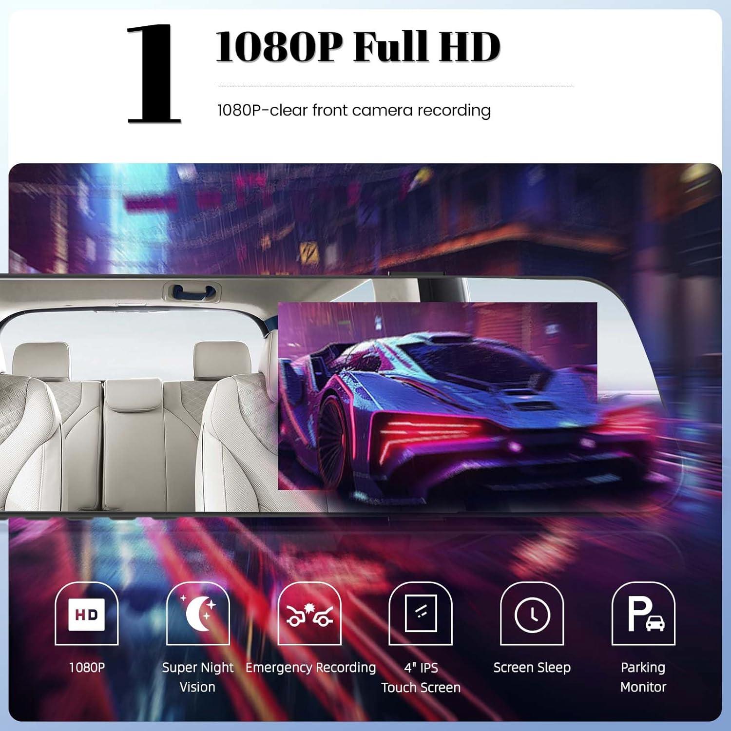 Cámara de Tablero OiLiehu 4.7" Dual 1080P con Visión Nocturna