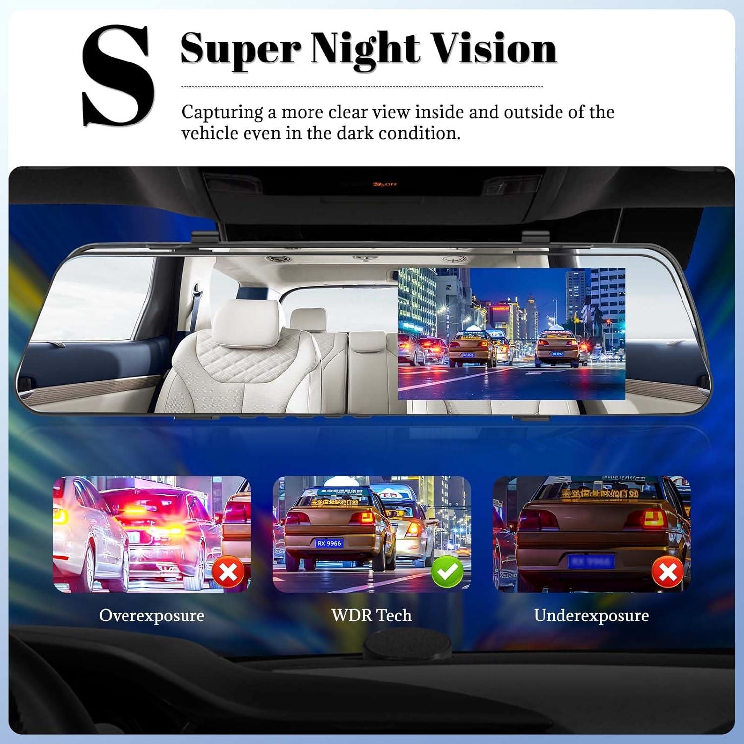 Cámara de Tablero OiLiehu 4.7" Dual 1080P con Visión Nocturna