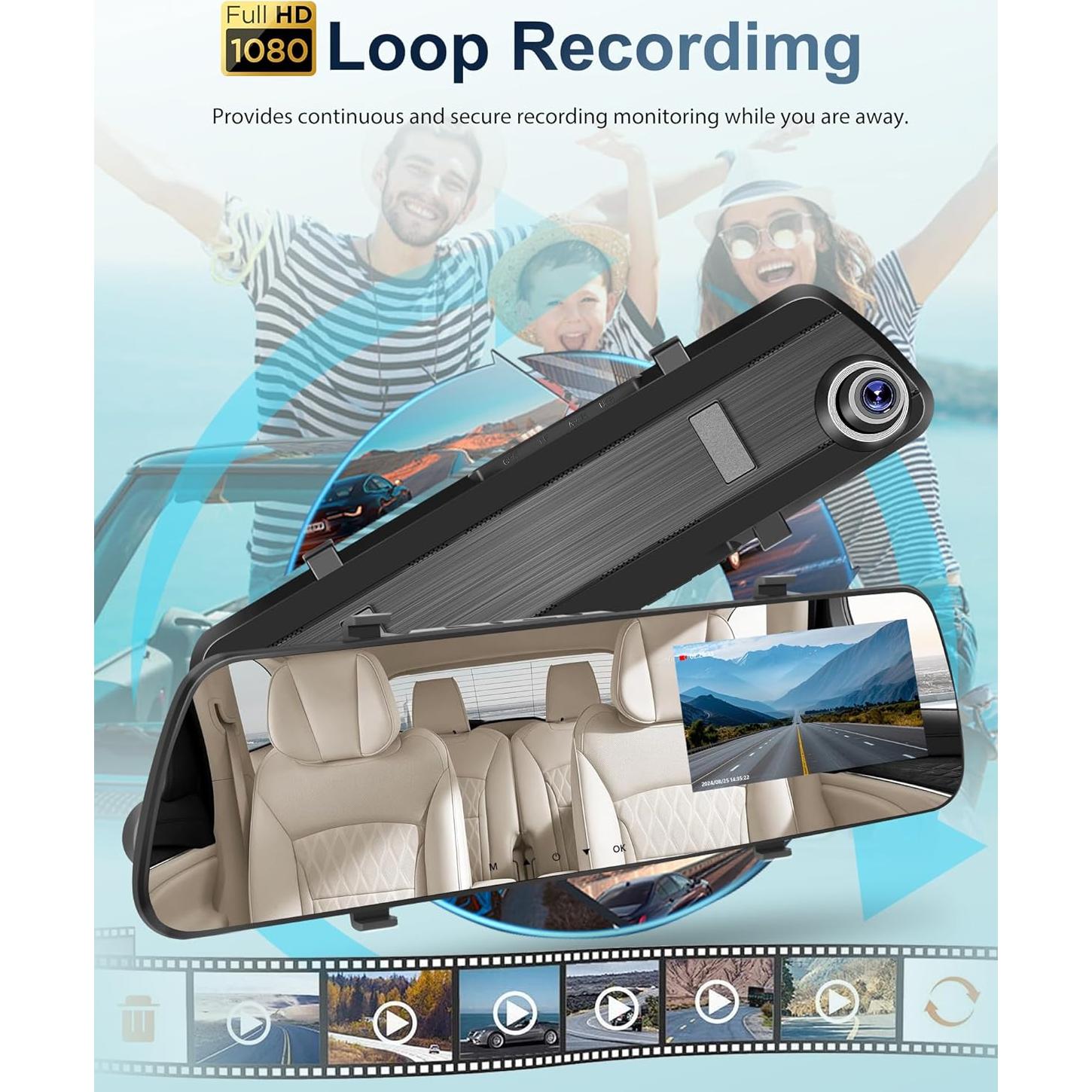 Cámara de Espejo Podofo 4" 1080P Doble Cámara Nocturna