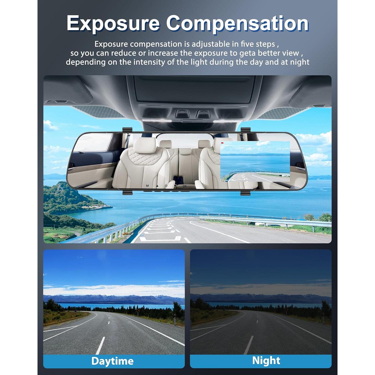 Cámara de Espejo Podofo 4" 1080P Doble Cámara Nocturna