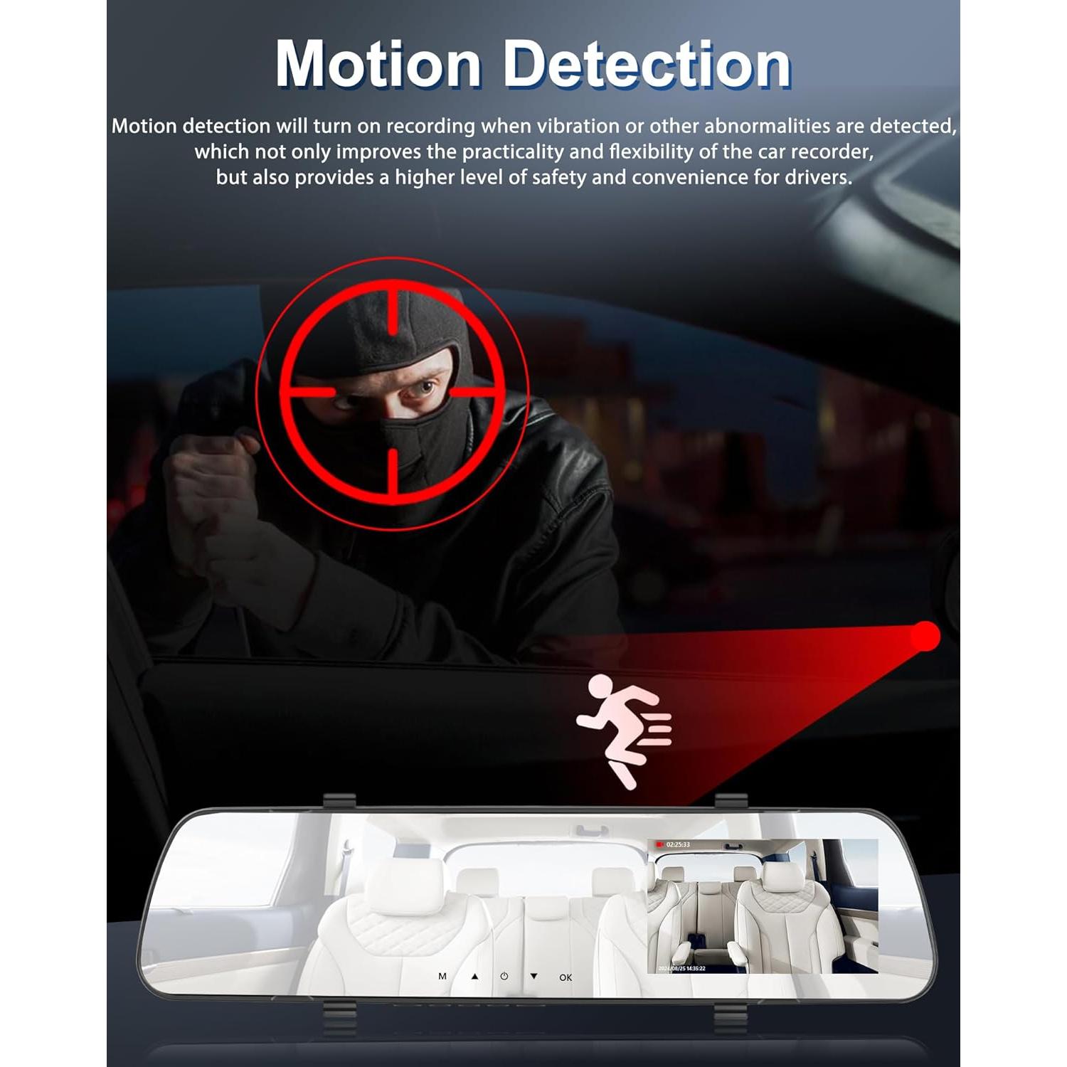 Cámara de Espejo Podofo 4" 1080P Doble Cámara Nocturna