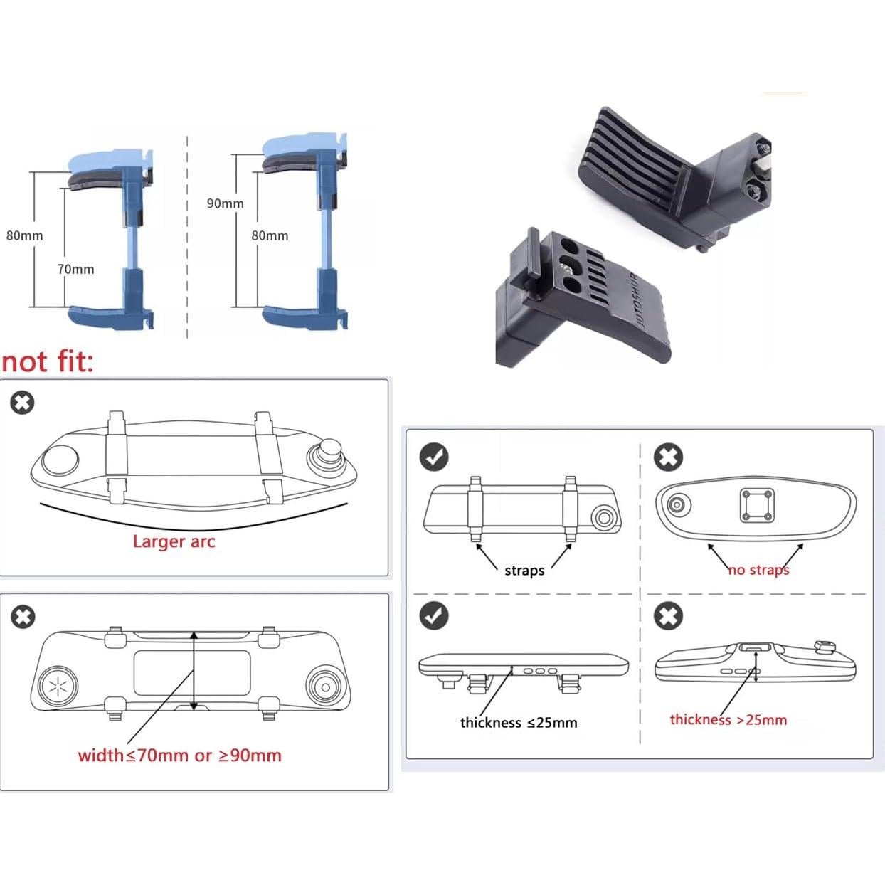 Soporte de Cámara de Salpicadero JUTOSHUR para Espejo Retrovisor