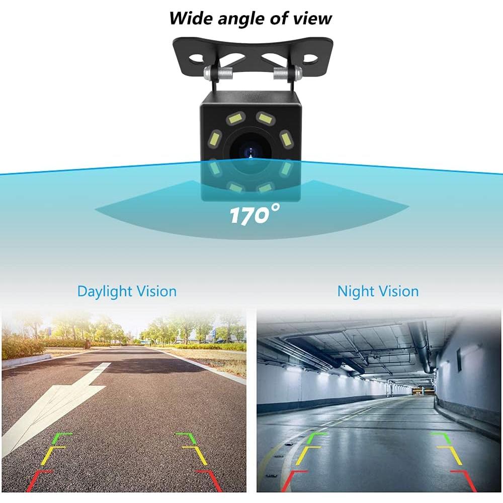 Cámara de Respaldo CUQI con 8 LEDs Visión Nocturna 170°