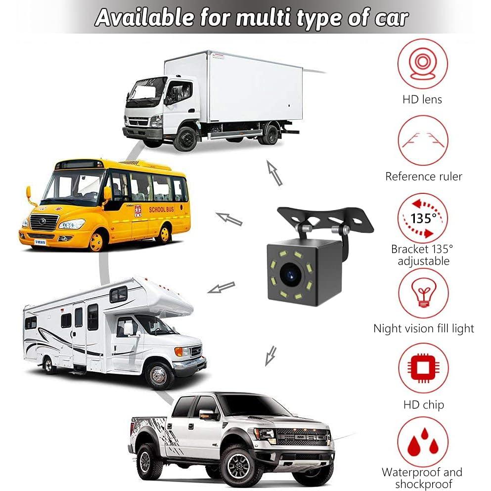 Cámara de Respaldo CUQI con 8 LEDs Visión Nocturna 170°