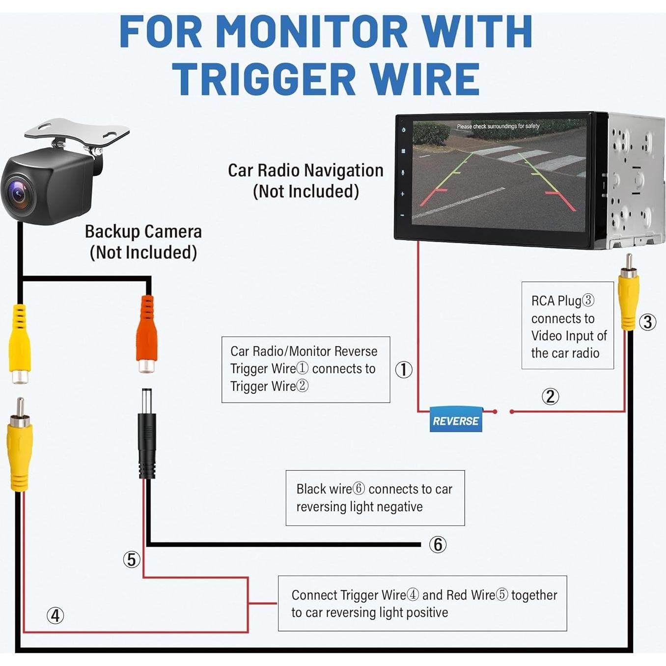 EWAY Cable de Extensión RCA 6m con Activación para Cámara de Respaldo