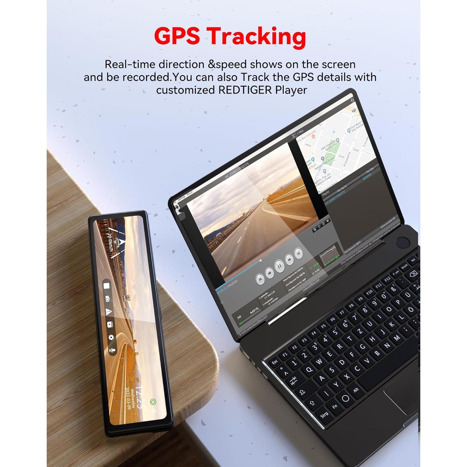 Cámara de Espejo REDTIGER T27 4K Delantera y 2.5K Trasera