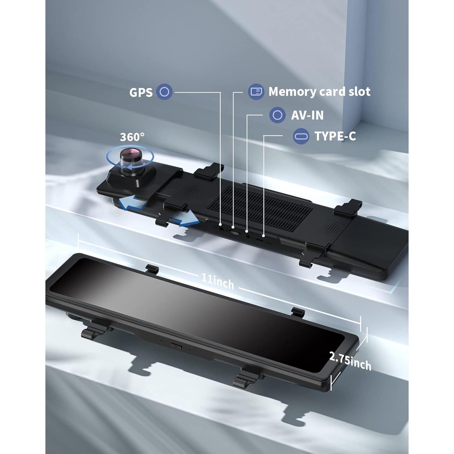 Cámara de Espejo REDTIGER T27 4K Delantera y 2.5K Trasera