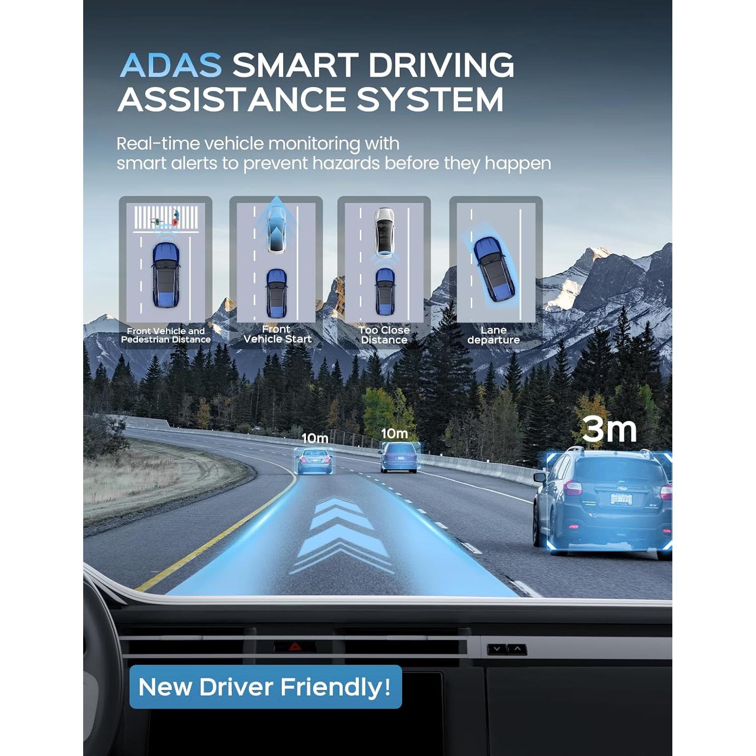 Cámara de tablero 4K TECXERLLON TX320H con GPS y ADAS