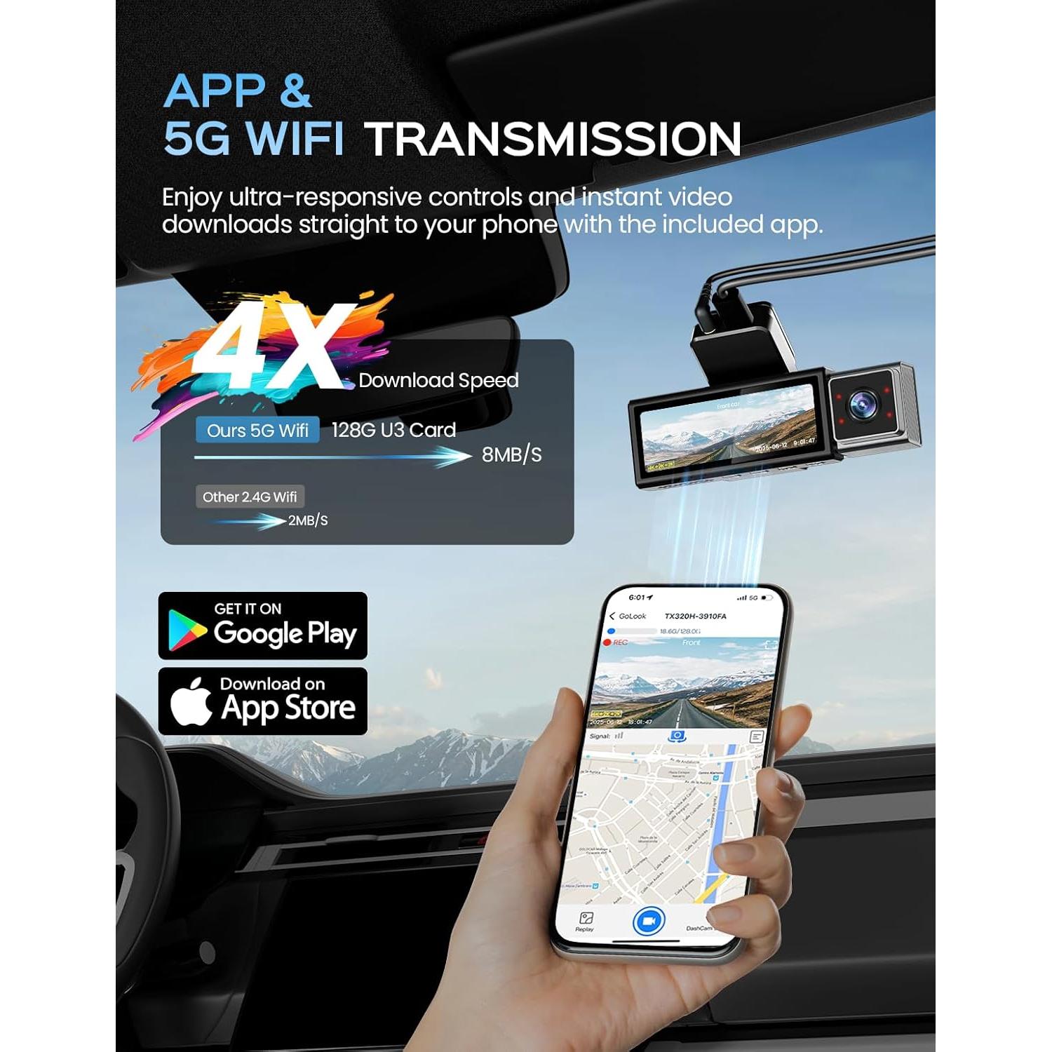 Cámara de tablero 4K TECXERLLON TX320H con GPS y ADAS