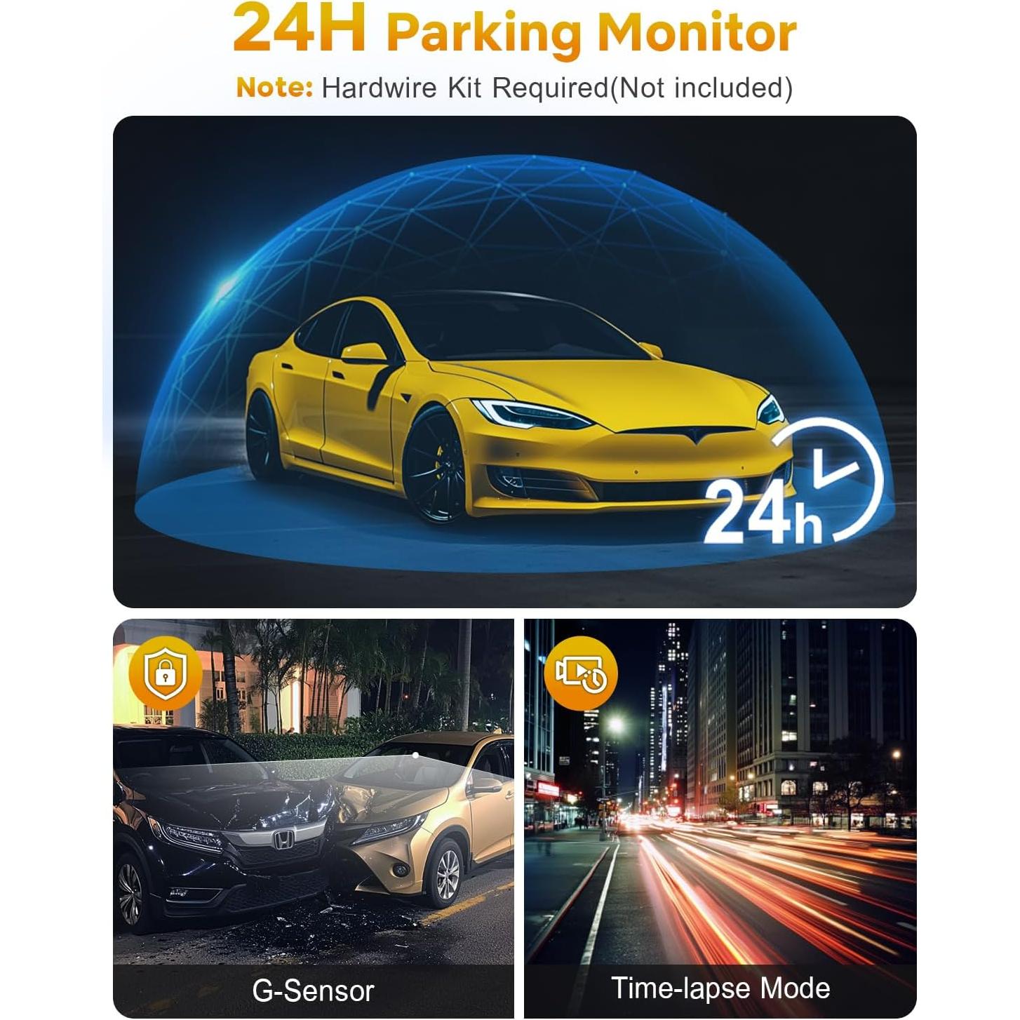 Cámara Dash GKU D200 4K con WiFi, Visión Nocturna y G-Sensor