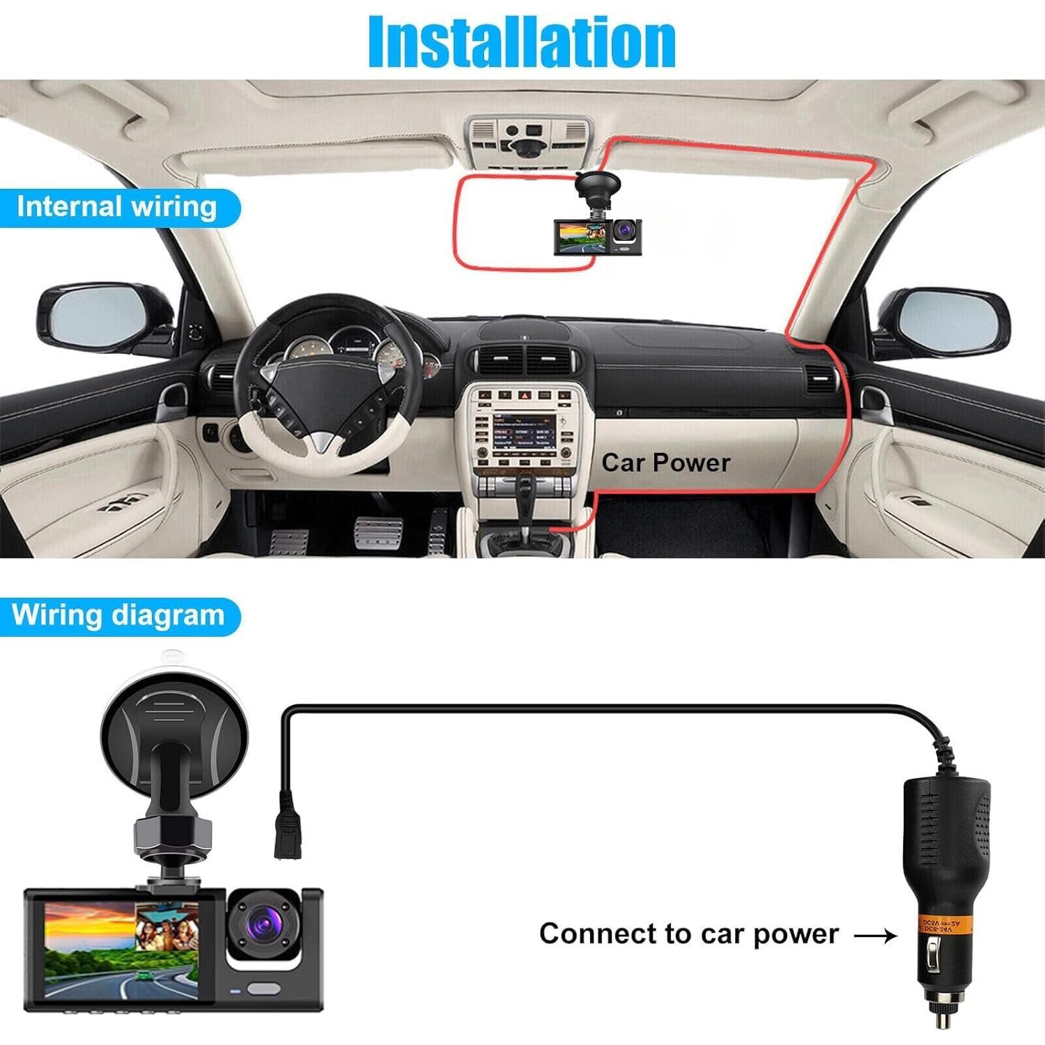 Cámara Doble para Automóvil METRICSQUARE 1080P con Audio
