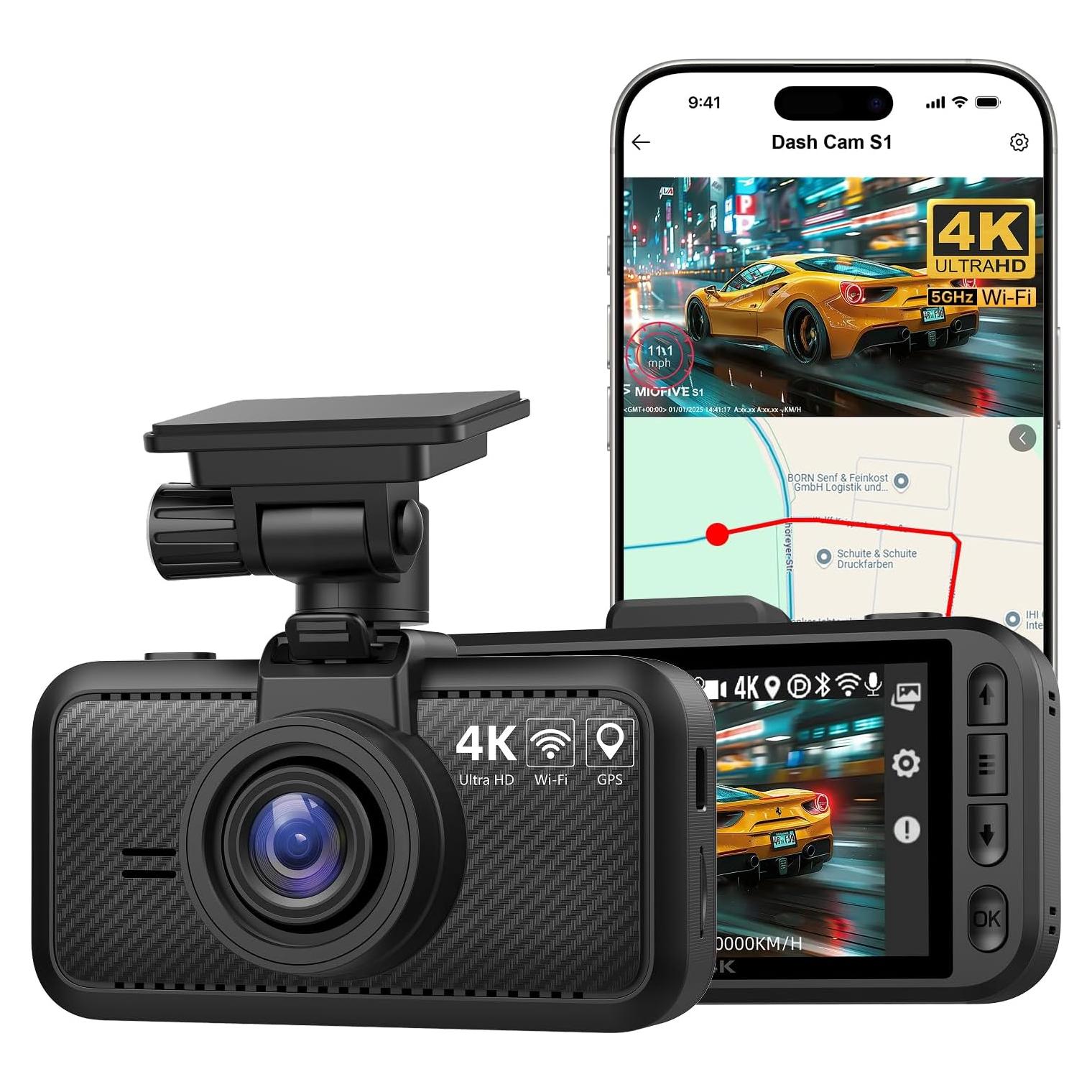 Cámara de Tablero Miofive S1 4K UHD con GPS y Wi-Fi 5G