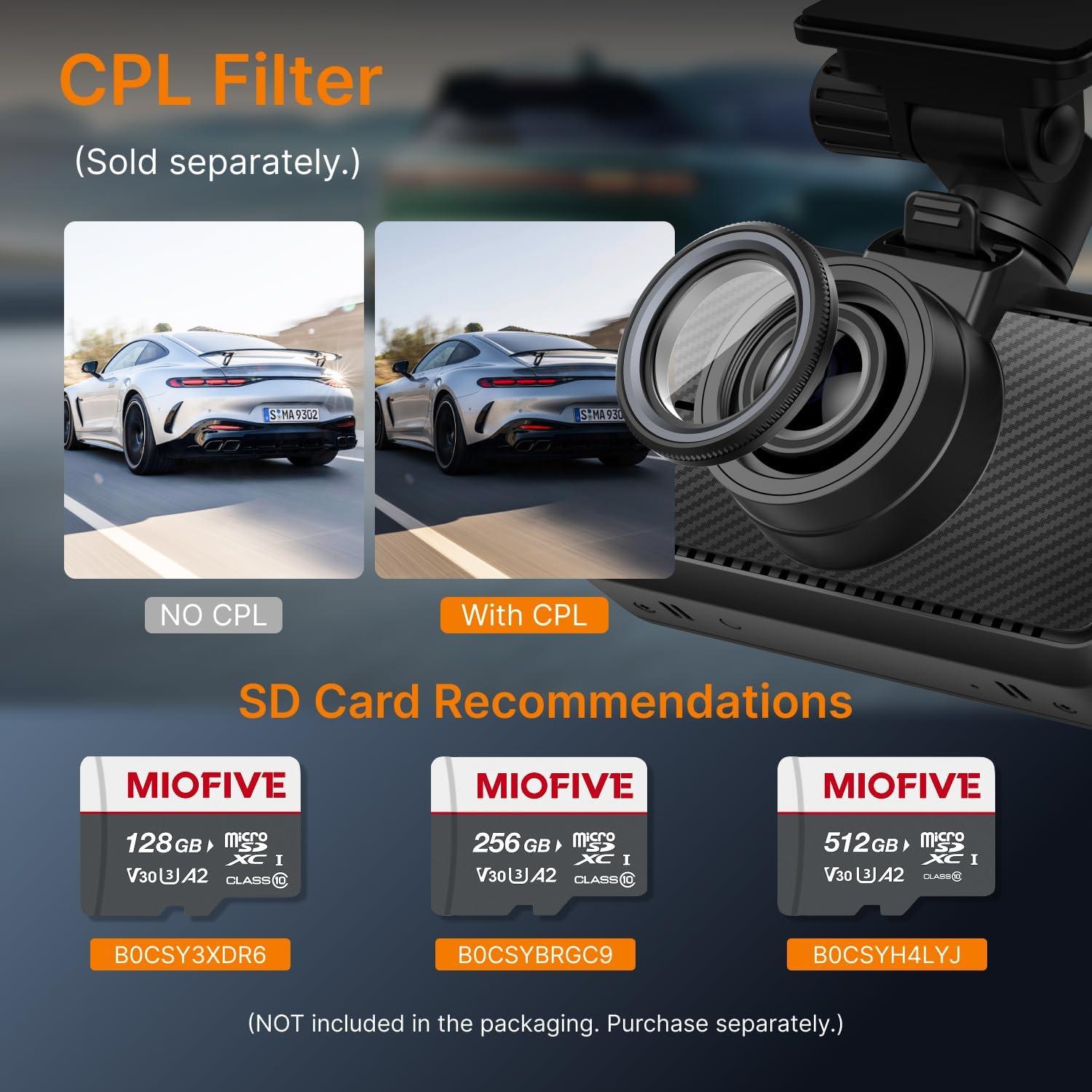 Cámara de Tablero Miofive S1 4K UHD con GPS y Wi-Fi 5G