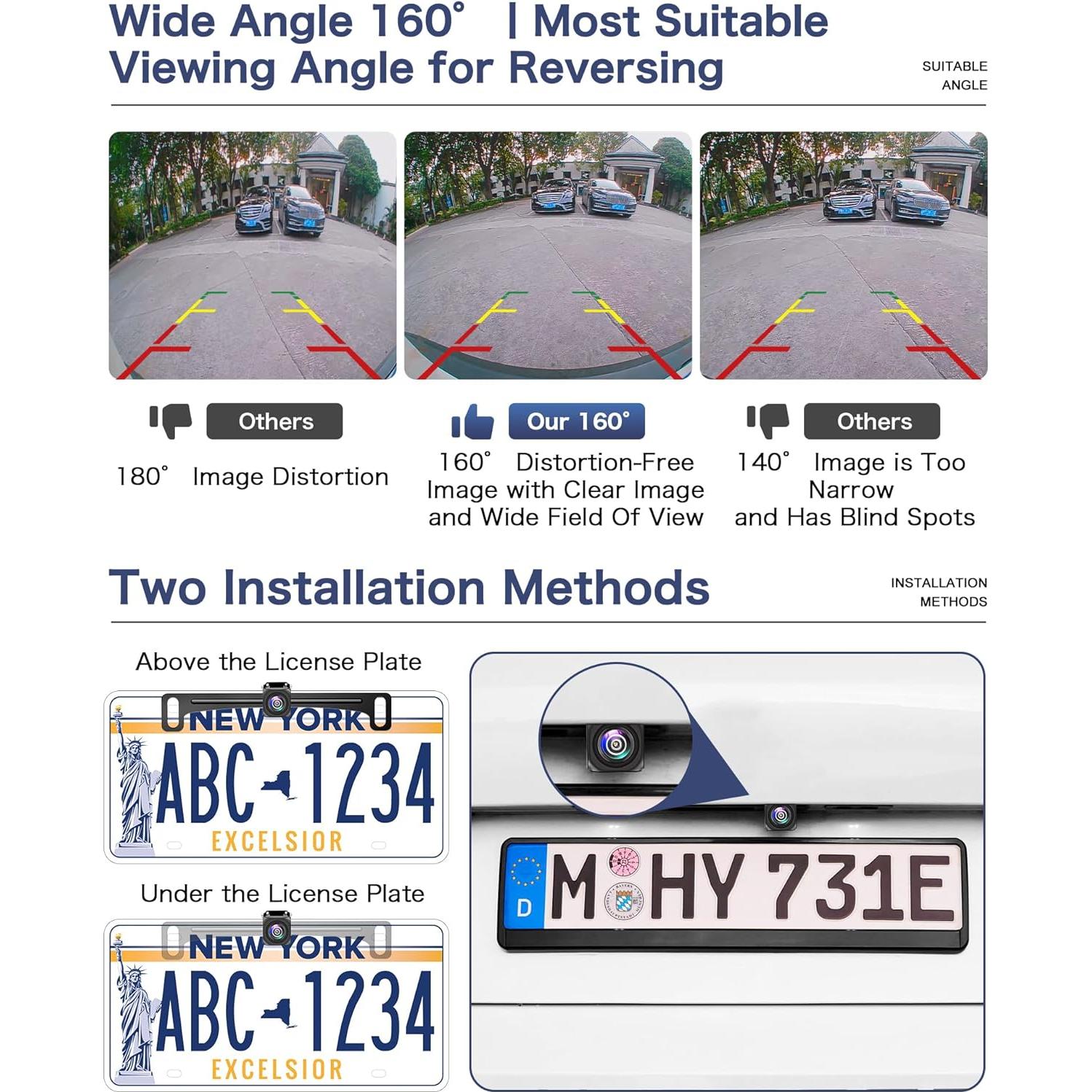 Cámara de Respaldo Tenpmas AHD 1080P 160° Impermeable