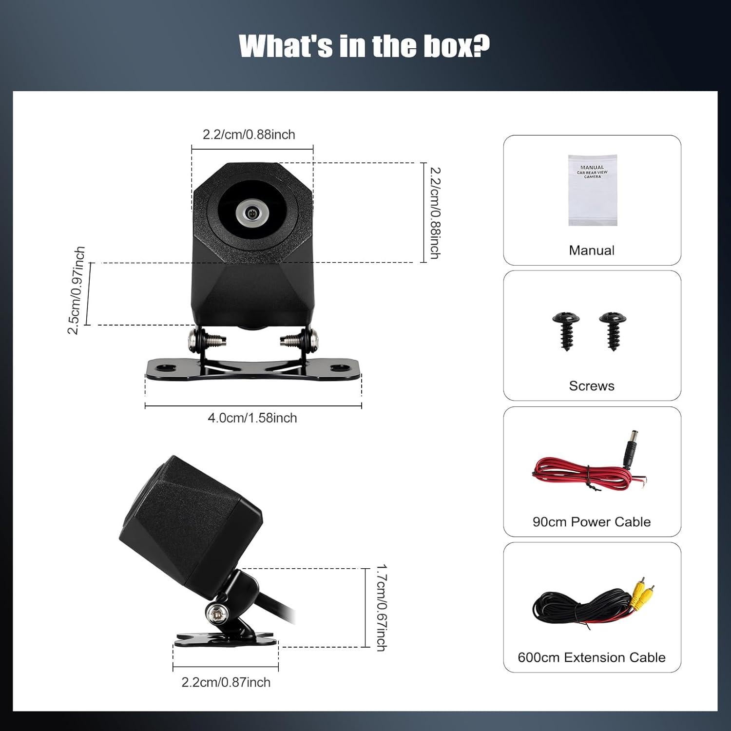 Cámara de Respaldo Camecho IP68 720P AHD 130° para Vehículo