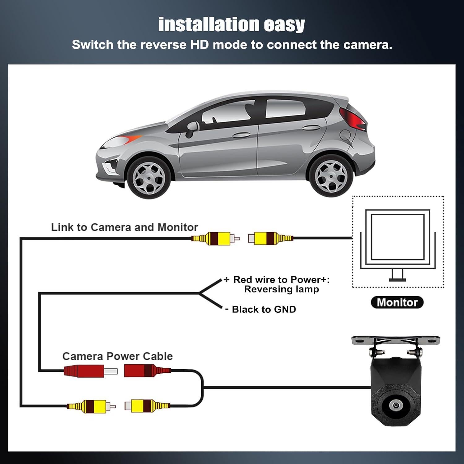 Cámara de Respaldo Camecho IP68 720P AHD 130° para Vehículo