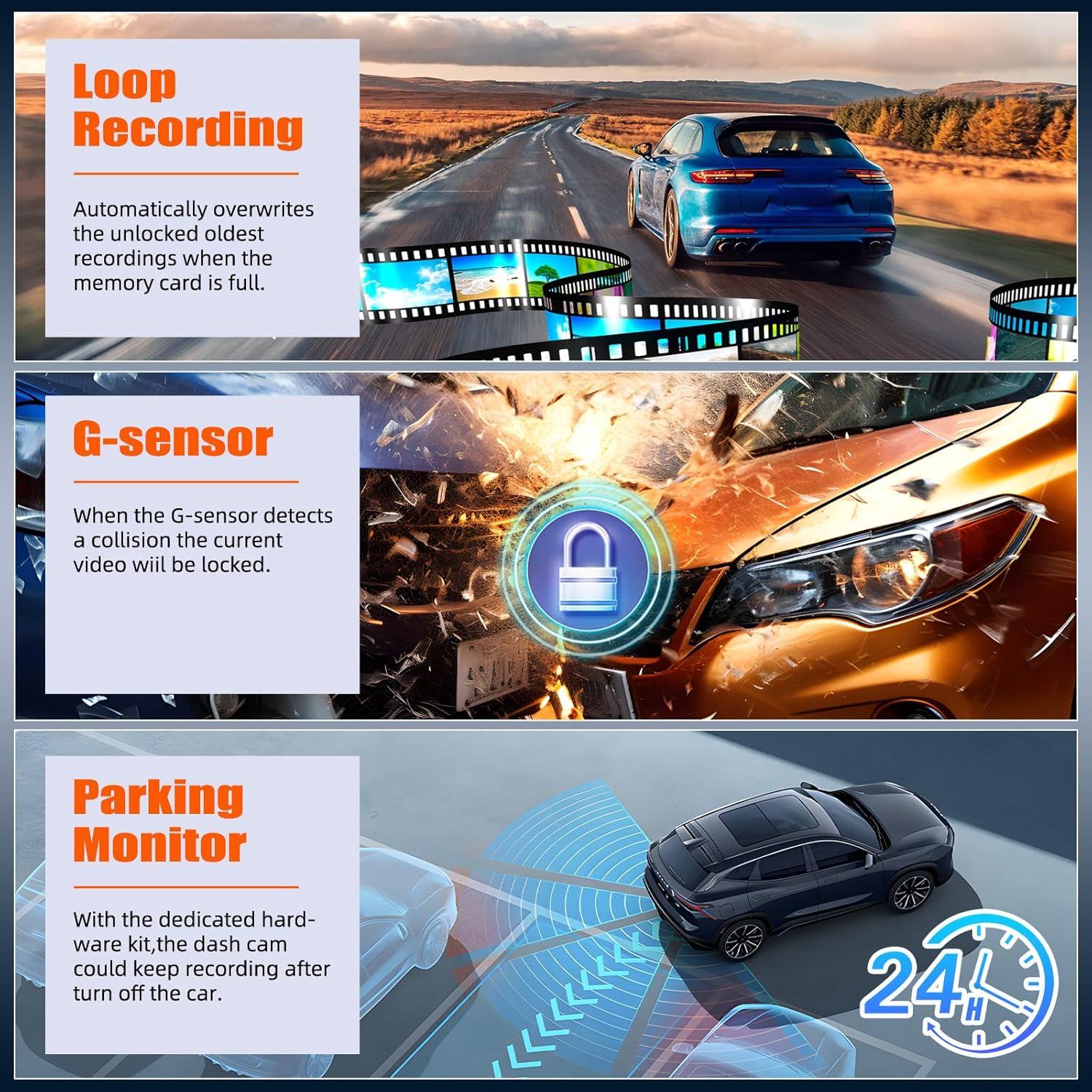 Cámara de Espejo Retrovisor AMprime 4.5" 1080P Doble Cámara
