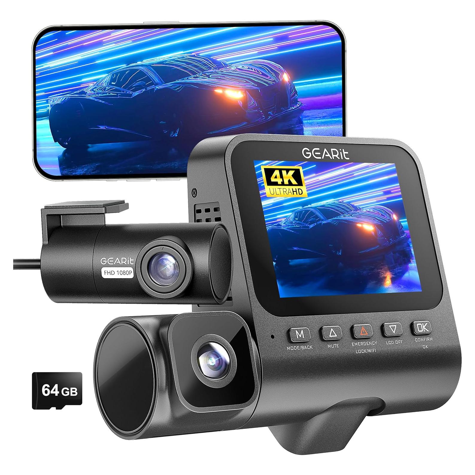 Cámara de tablero GEARit 4K triple con visión nocturna