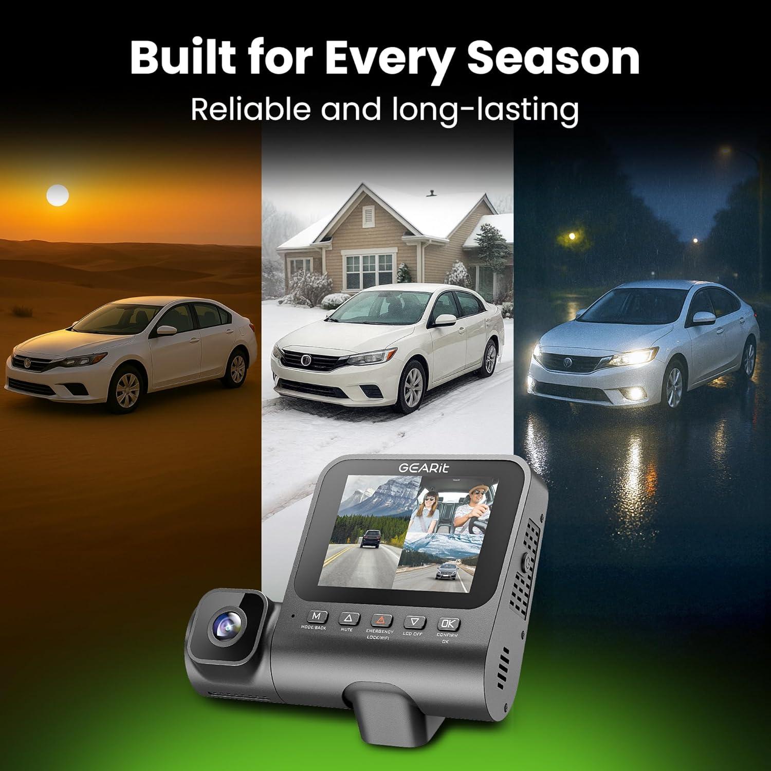 Cámara de tablero GEARit 4K triple con visión nocturna