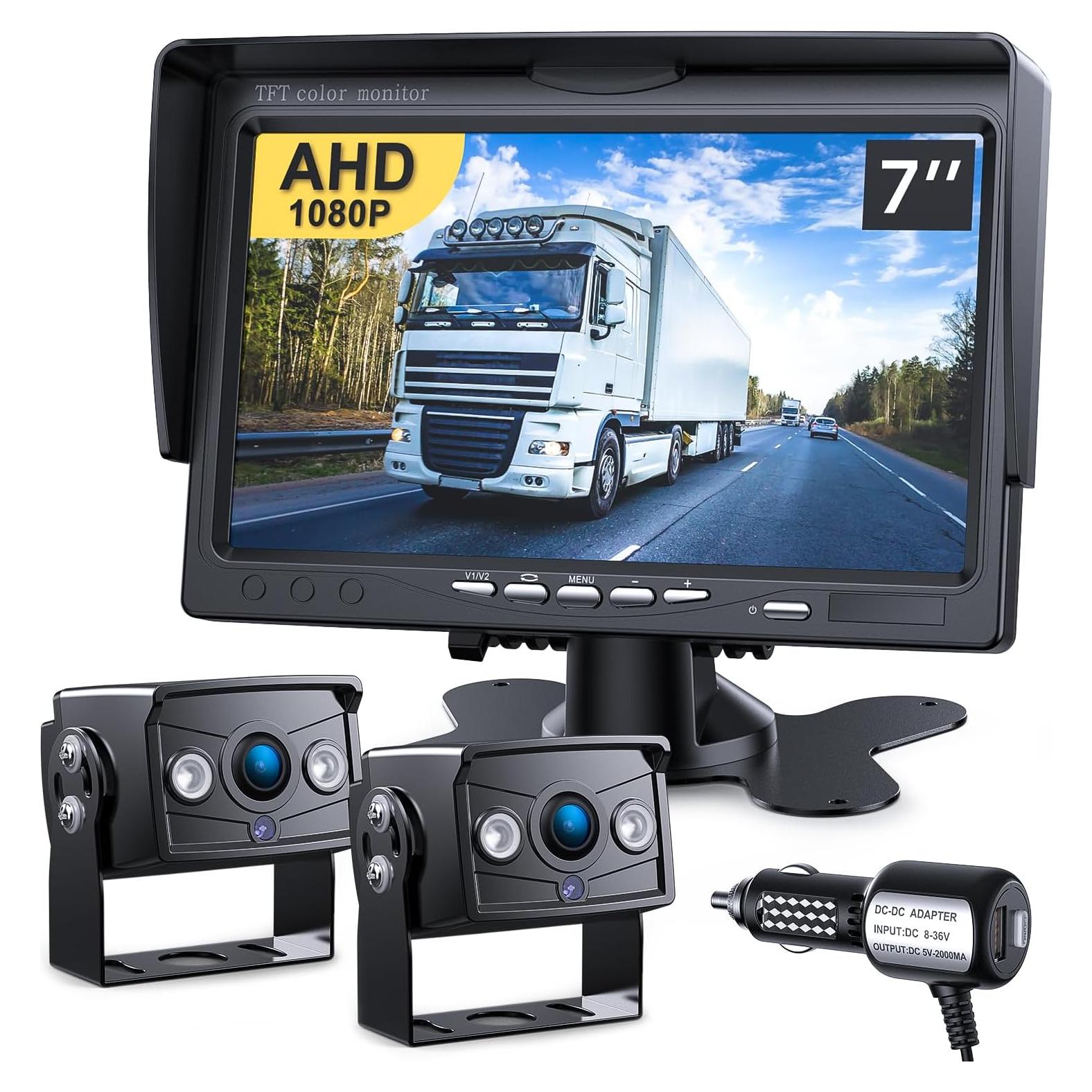 Kit de Monitor Doble 7" HD 1080P DVKNM con 2 Cámaras IP69