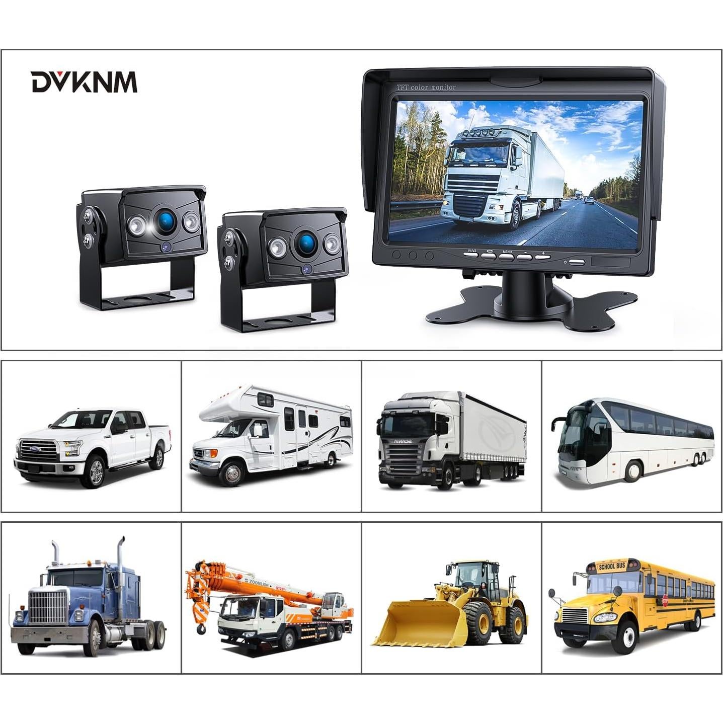 Kit de Monitor Doble 7" HD 1080P DVKNM con 2 Cámaras IP69