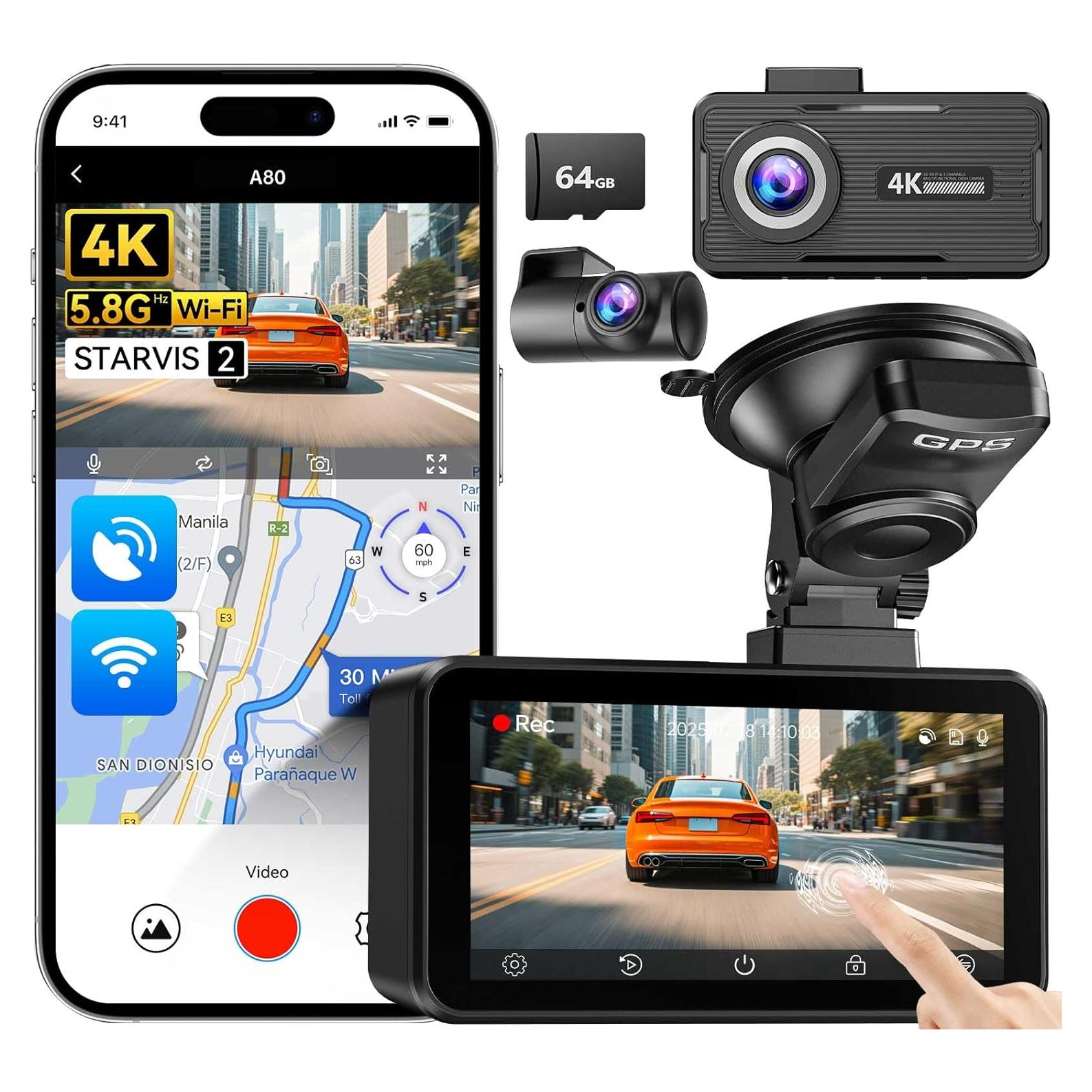 Cámara de tablero JOMISE A80 4K Doble con GPS y WiFi