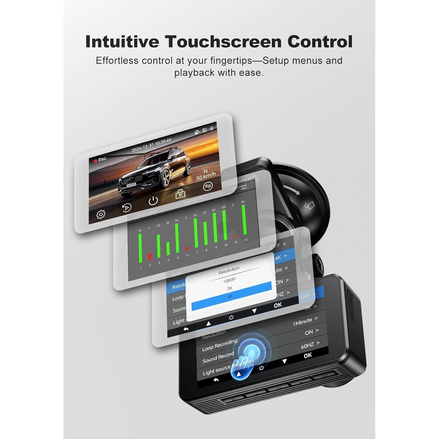Cámara de tablero JOMISE A80 4K Doble con GPS y WiFi