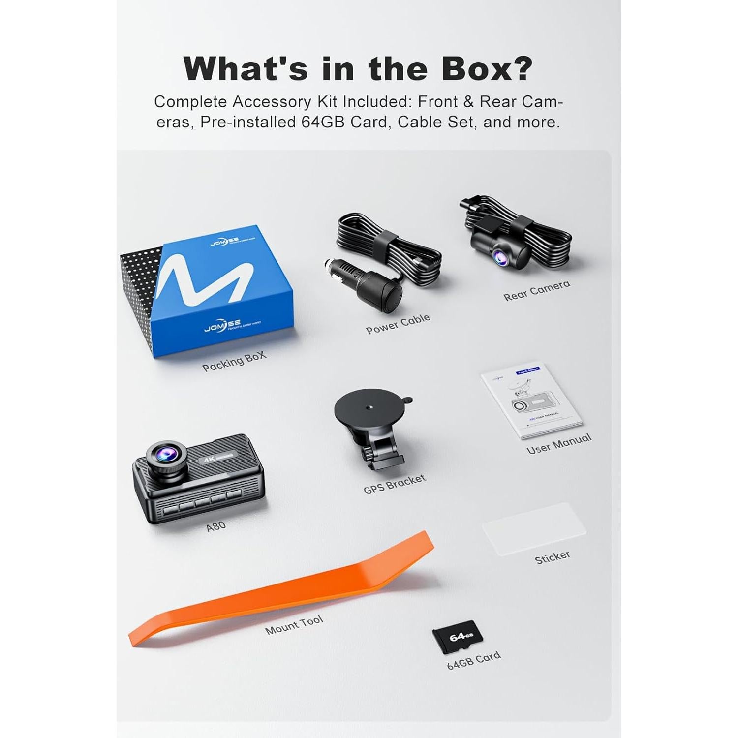 Cámara de tablero JOMISE A80 4K Doble con GPS y WiFi