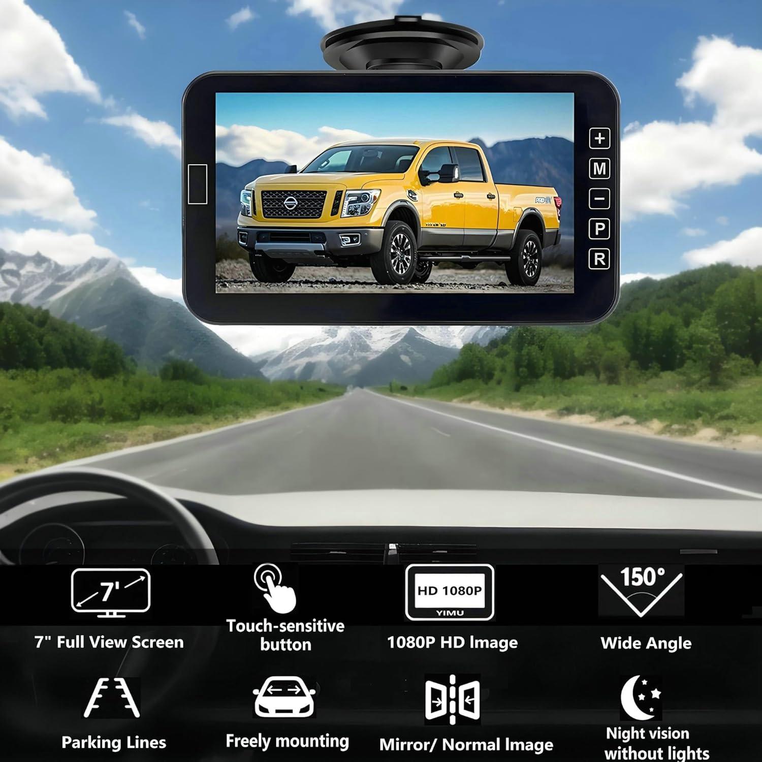 Cámara de Respaldo YIMU AHD701 con Monitor 7" HD 2K