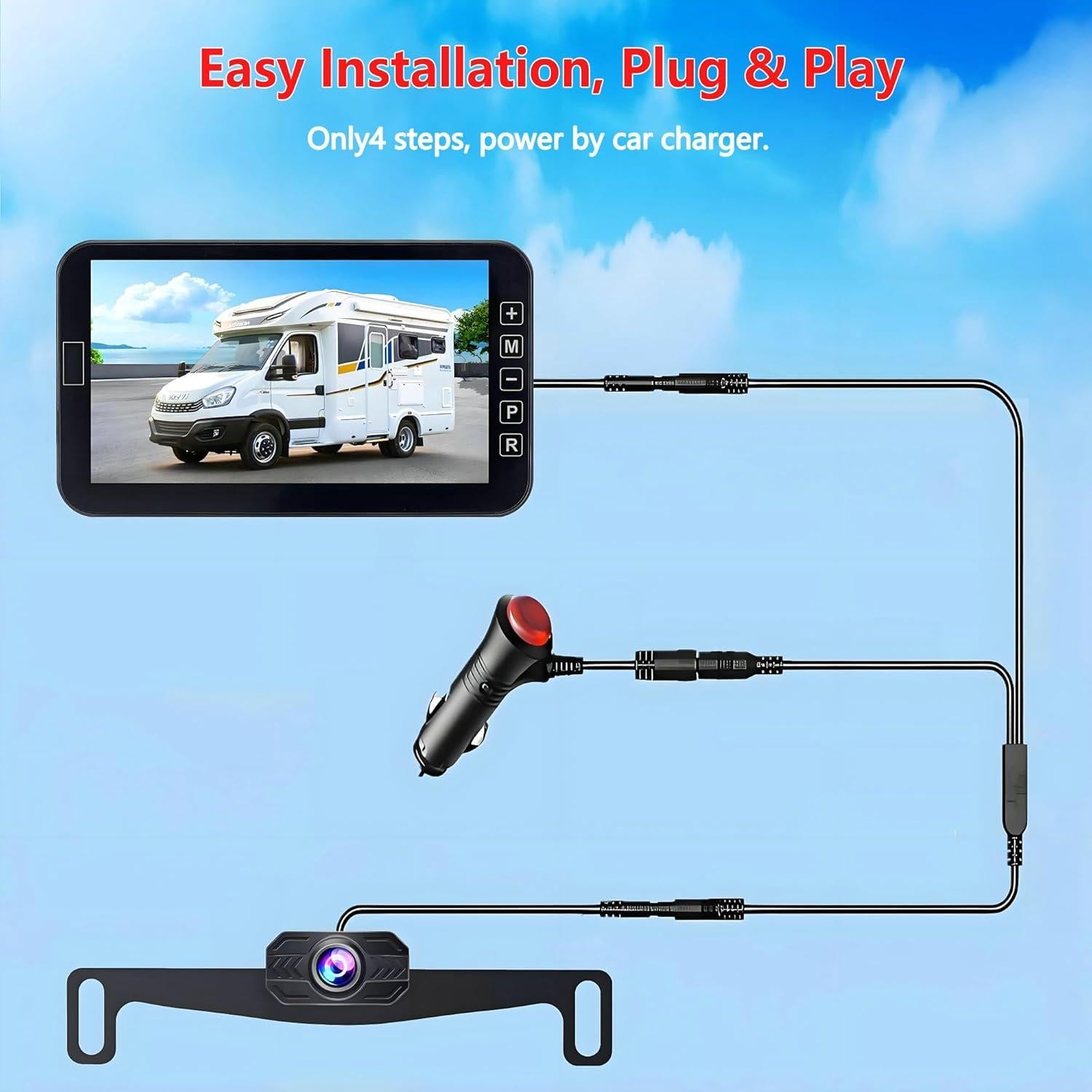 Cámara de Respaldo YIMU AHD701 con Monitor 7" HD 2K