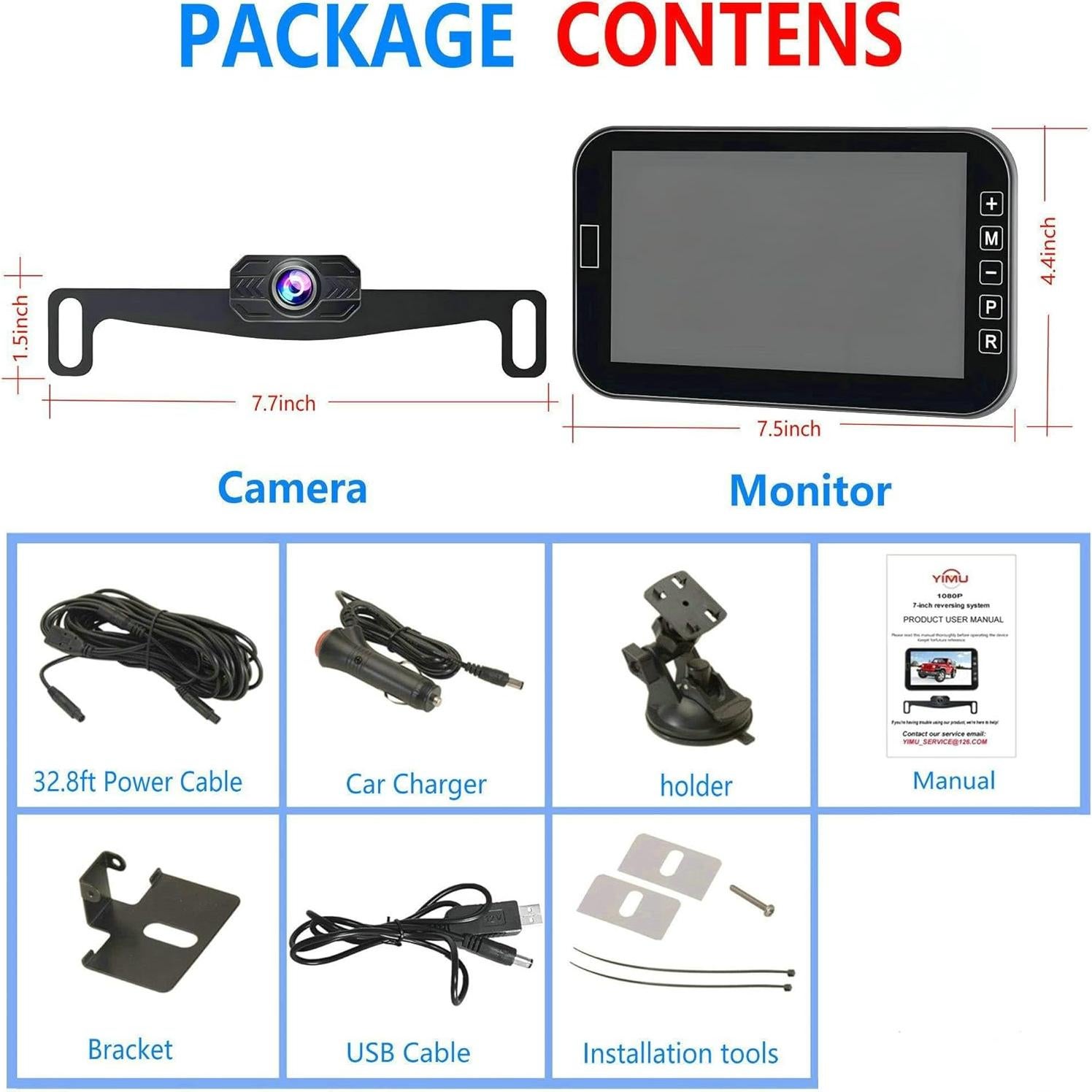 Cámara de Respaldo YIMU AHD701 con Monitor 7" HD 2K