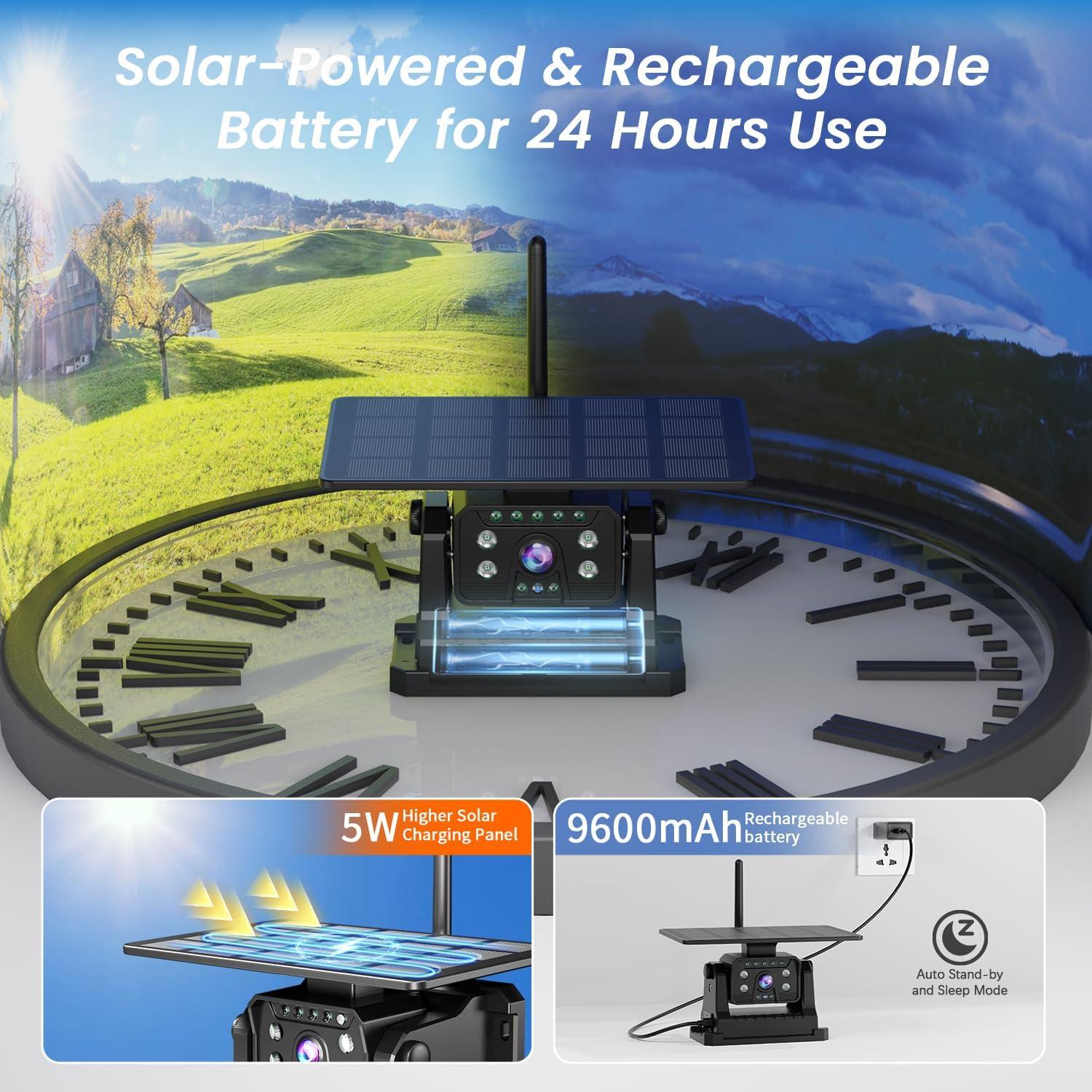 Cámara de Respaldo Inalámbrica Solar FEISIKE 7" 1080P con Grabación