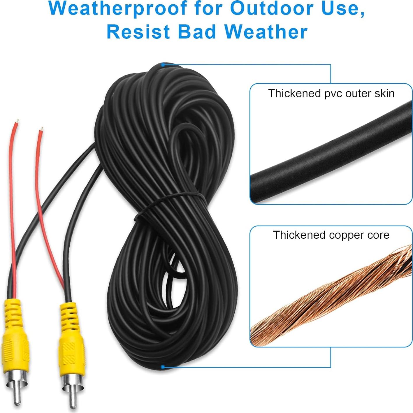 Cable de Video RCA Engrosado LBW 10 Metros para Cámara de Reversa