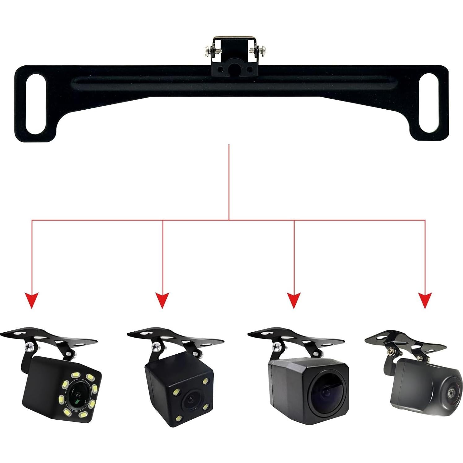 Soporte de cámara de visión trasera universal para automóvil - Negro