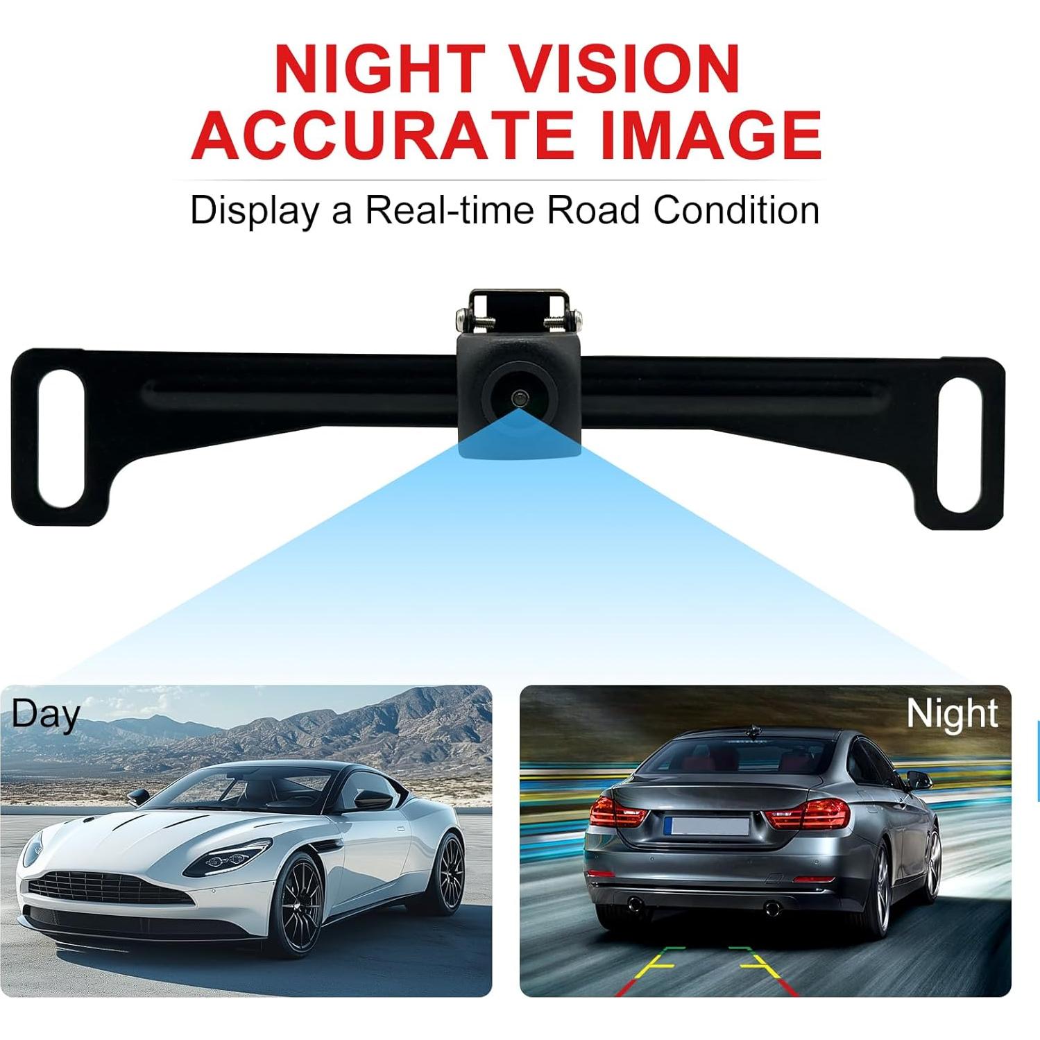 Soporte de cámara de visión trasera universal para automóvil - Negro