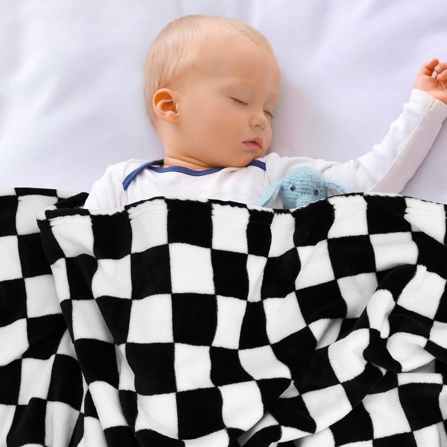 Manta de Bebé a Cuadros GreatBba 76.2x101.6cm Polar Suave