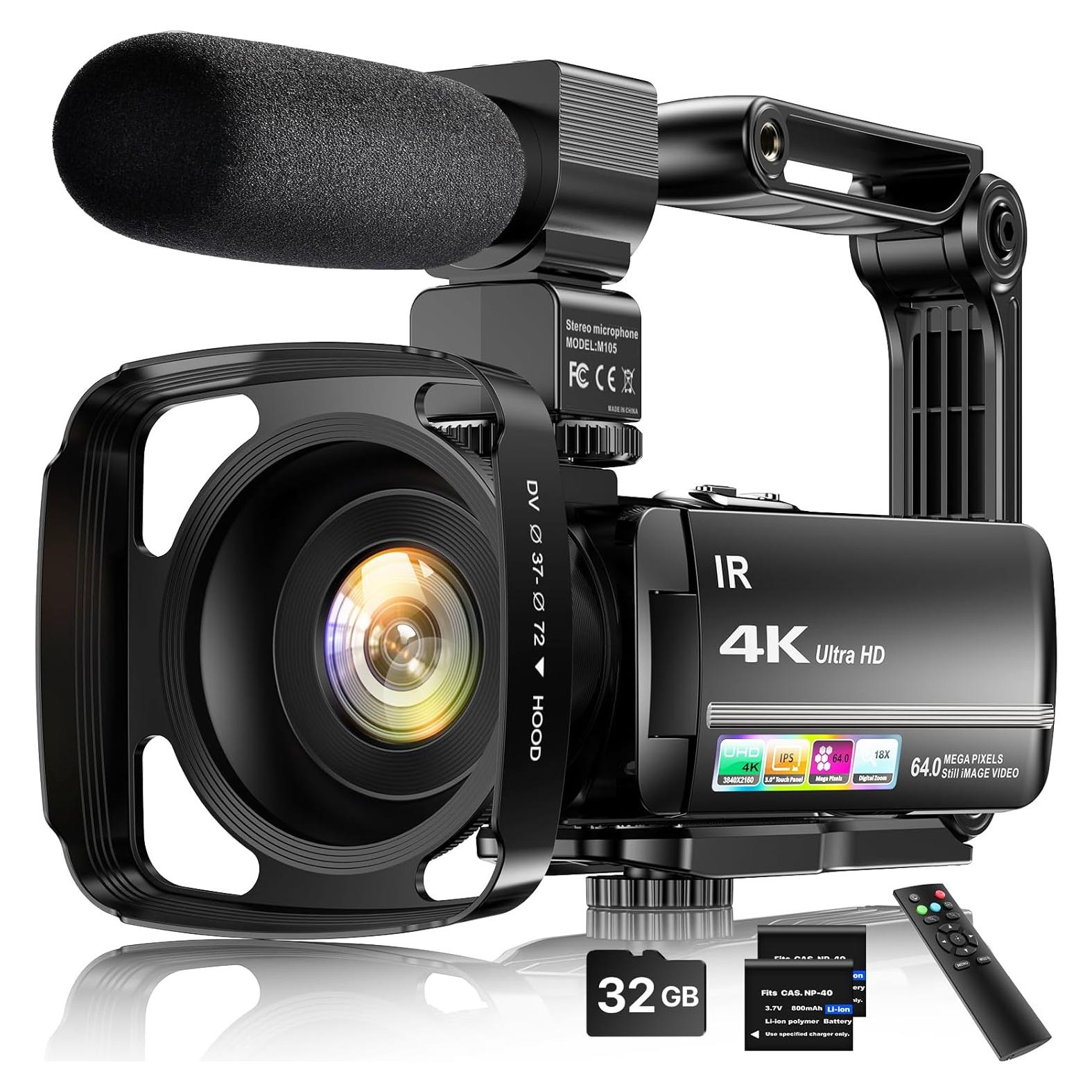 Cámara de Video 4K FJFJOPK HDV-3051L 64MP Zoom 18X