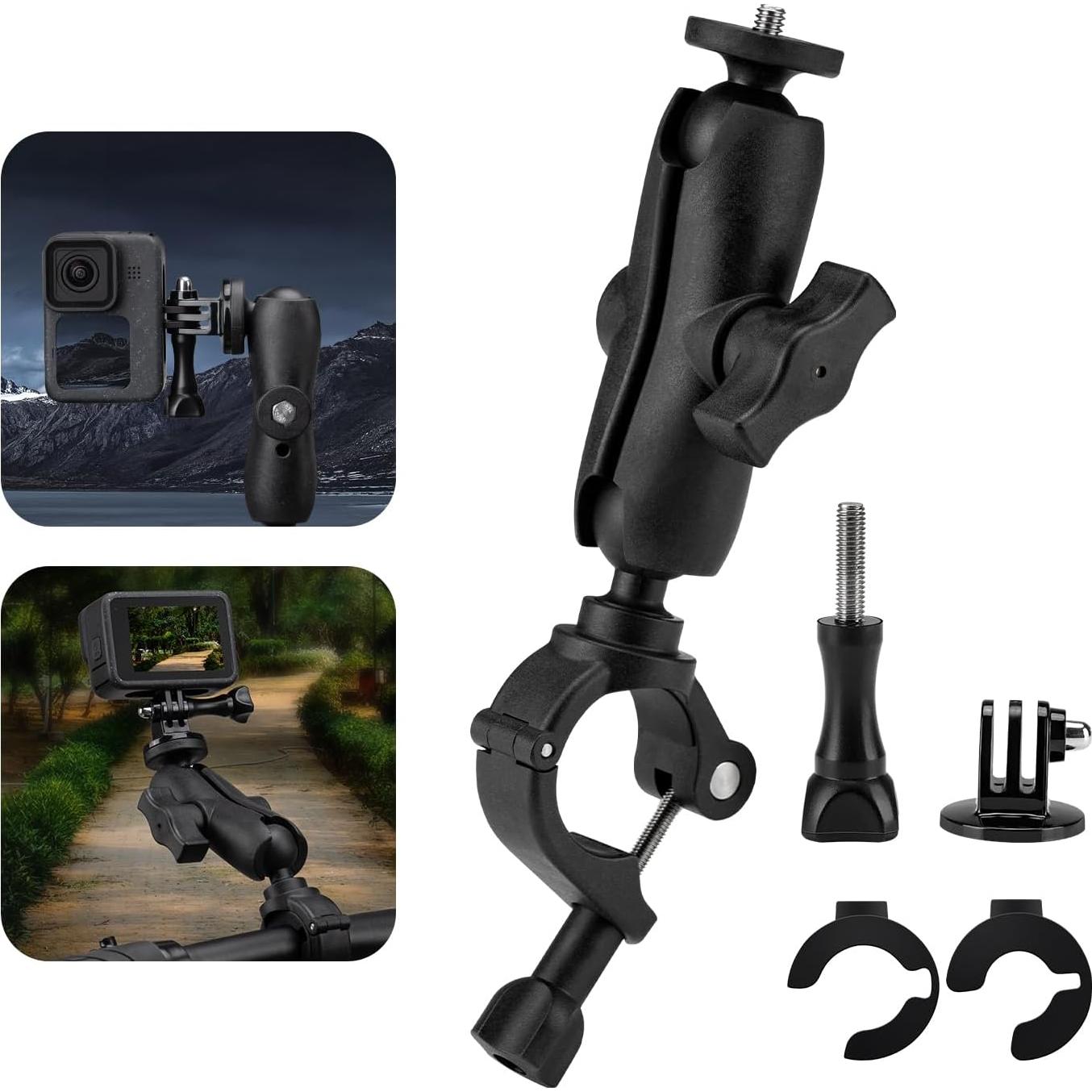 Soporte de cámara con abrazadera E-Mangue para bicicletas y motos