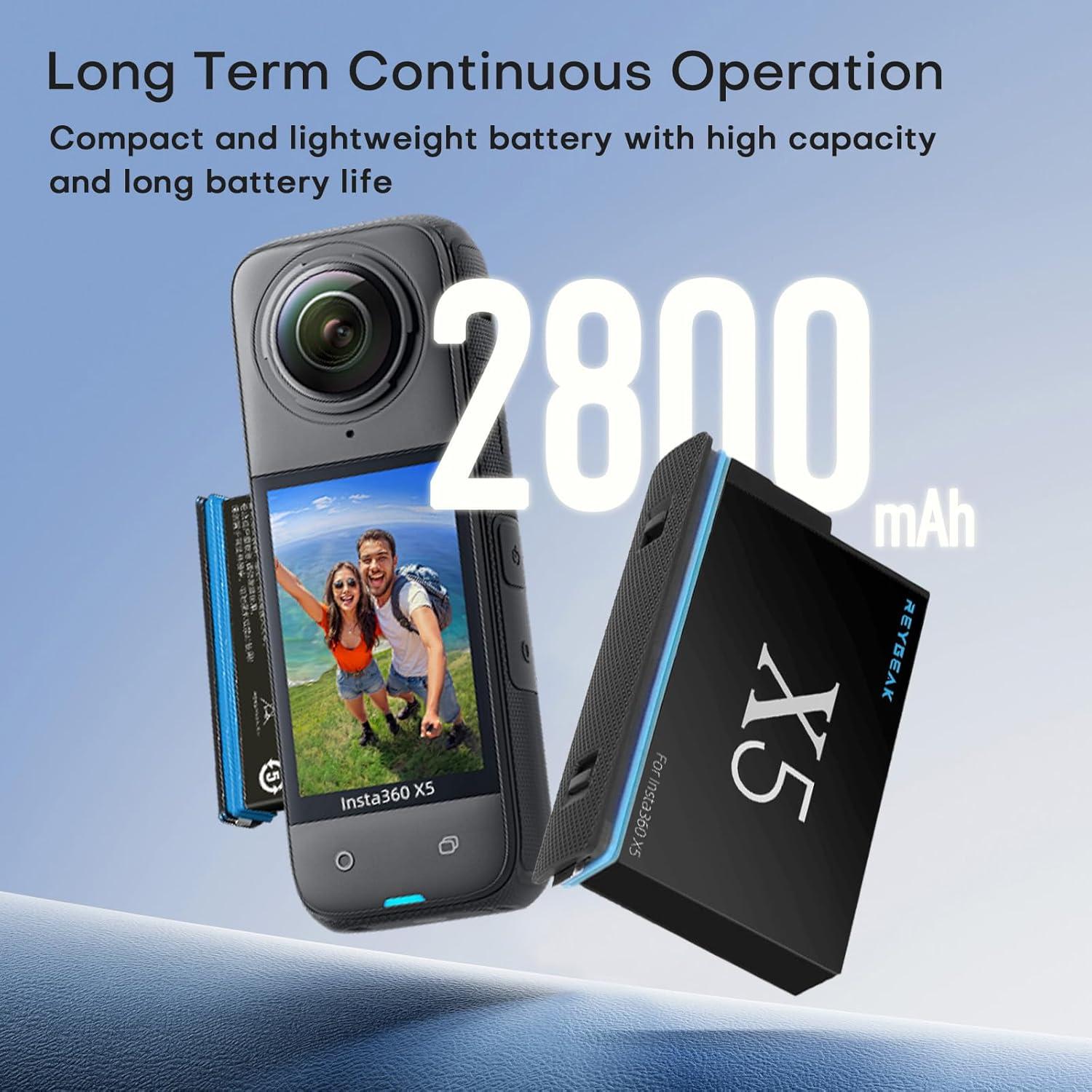 Juego de Baterías REYGEAK para Insta360 X5 2800mAh Cargador
