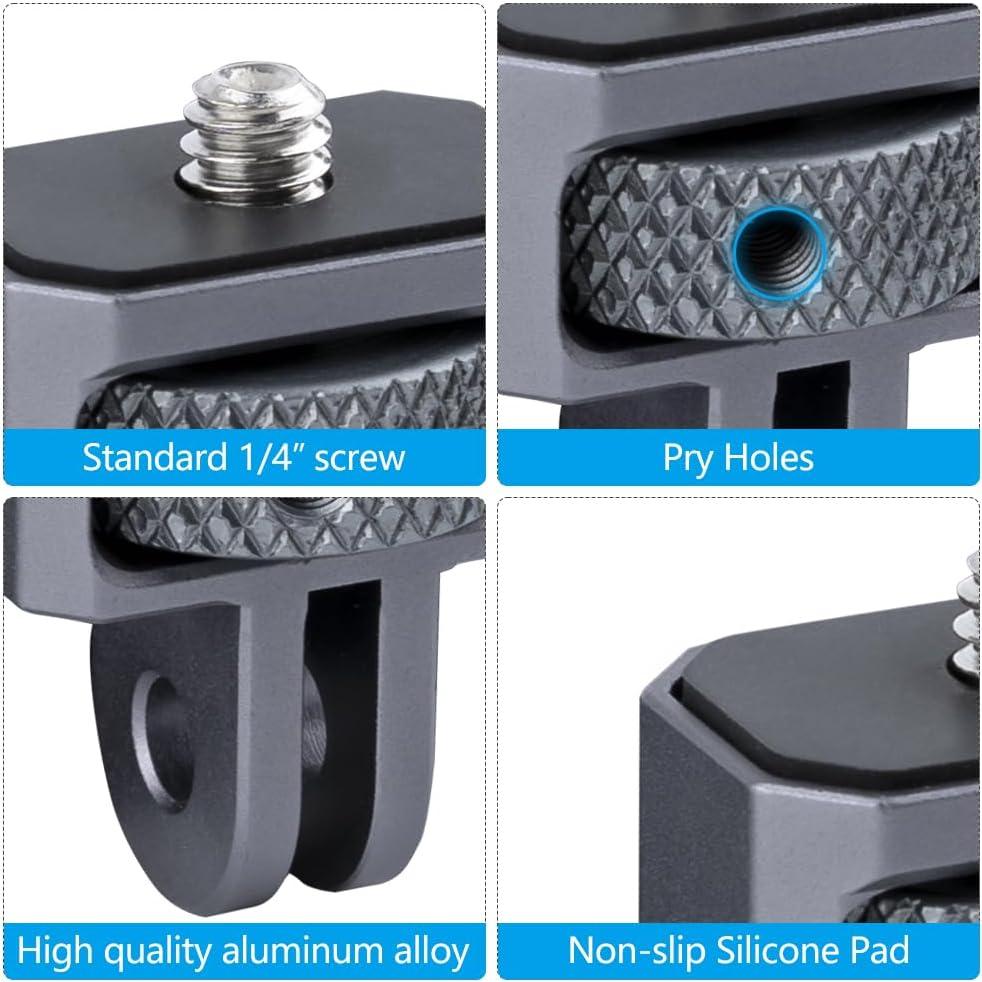 Adaptador de Montaje de Aluminio CNC 1/4" para GoPro y Cámaras
