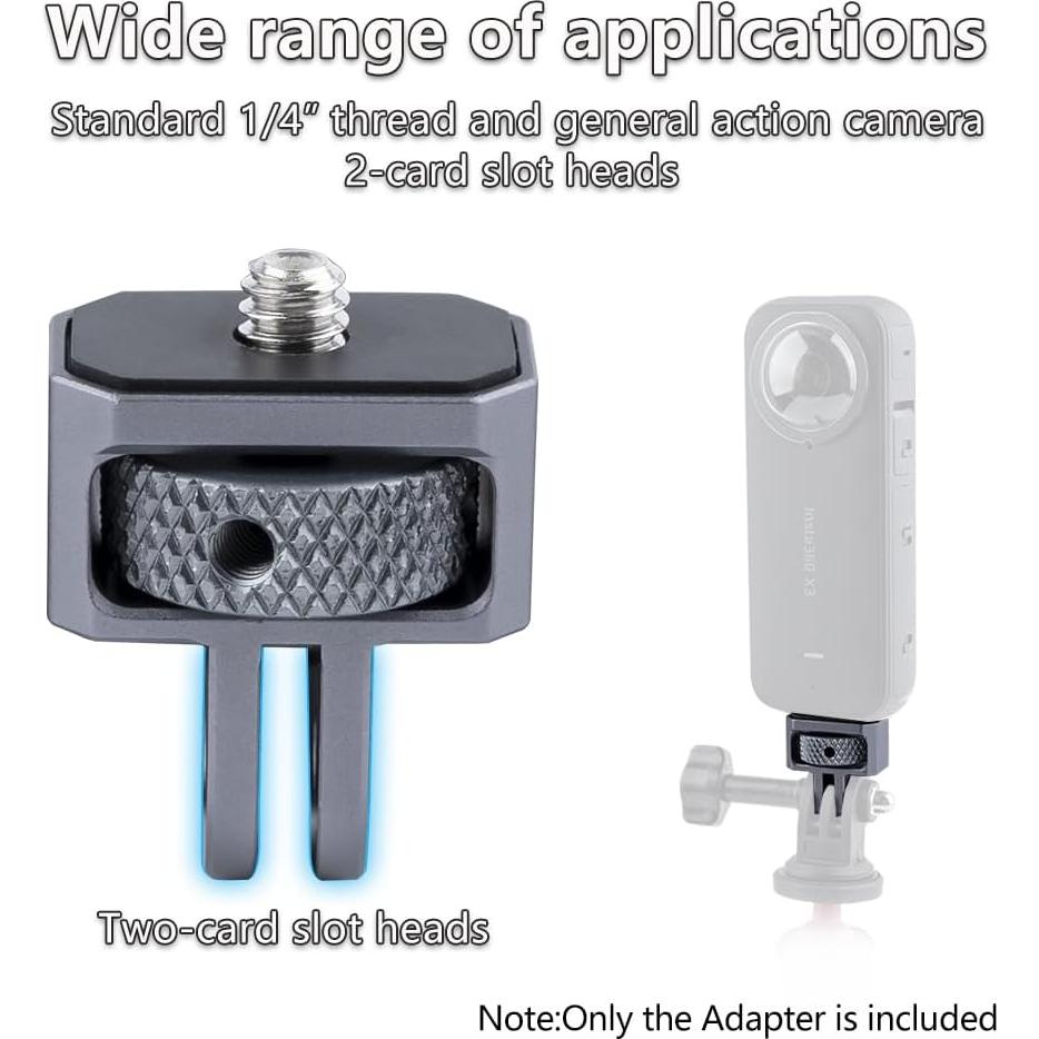 Adaptador de Montaje de Aluminio CNC 1/4" para GoPro y Cámaras