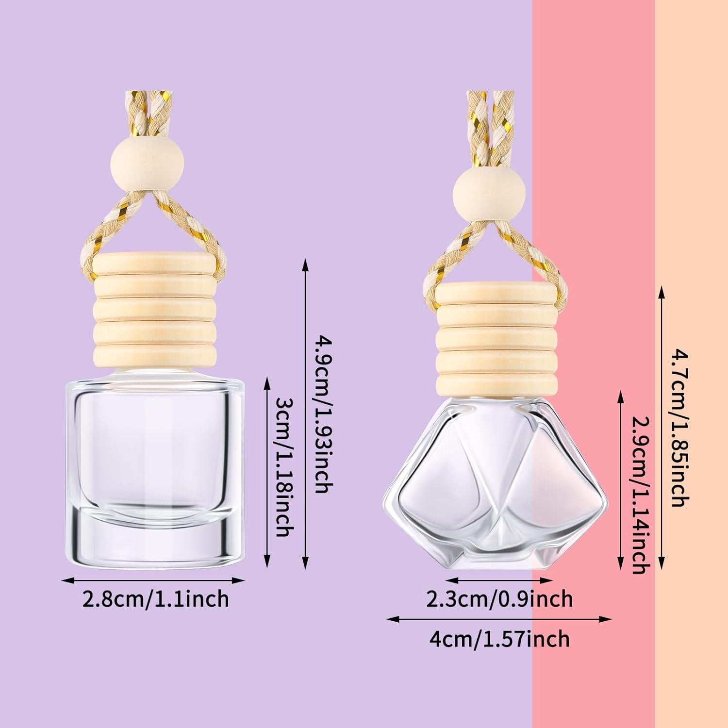 12 Botellas Difusoras de Coche Patelai 8ml Vidrio Claro