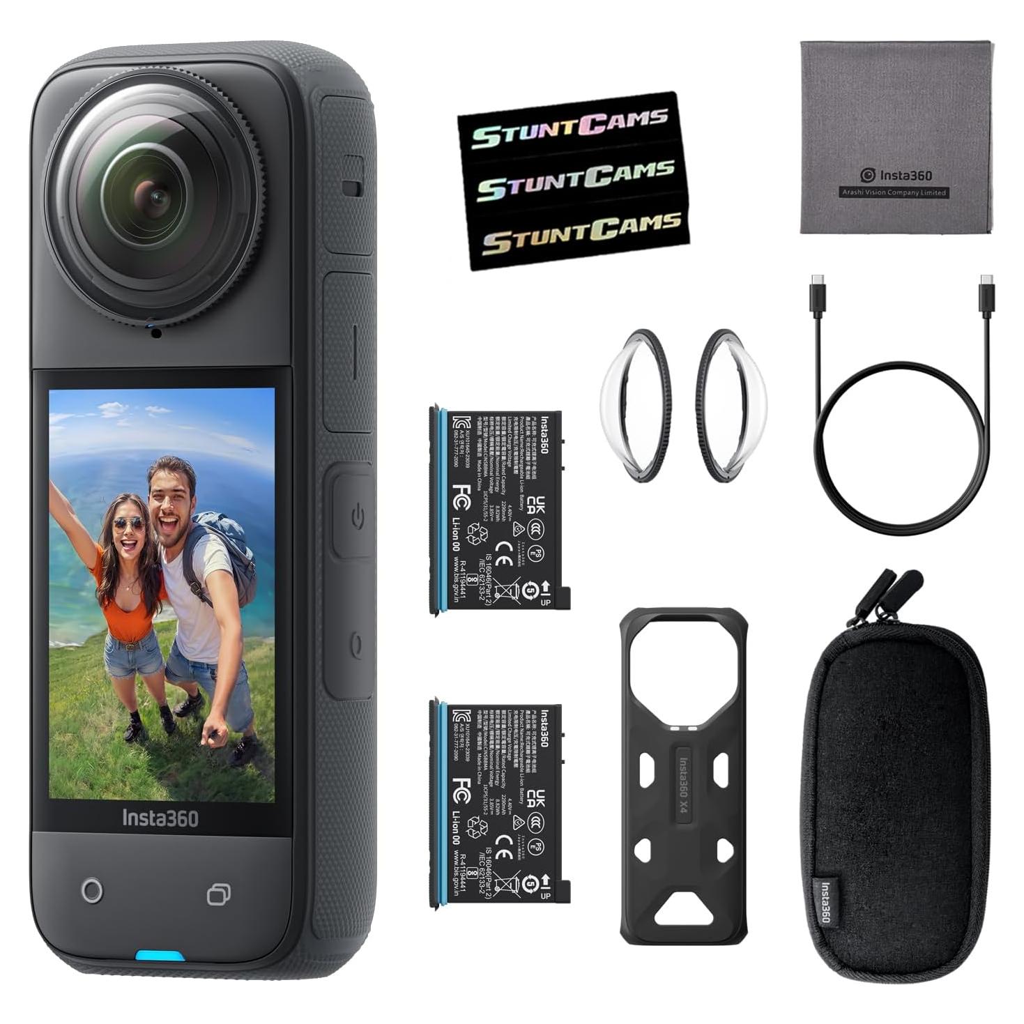 Cámara de acción Insta360 X4 8K 360° impermeable con batería extra