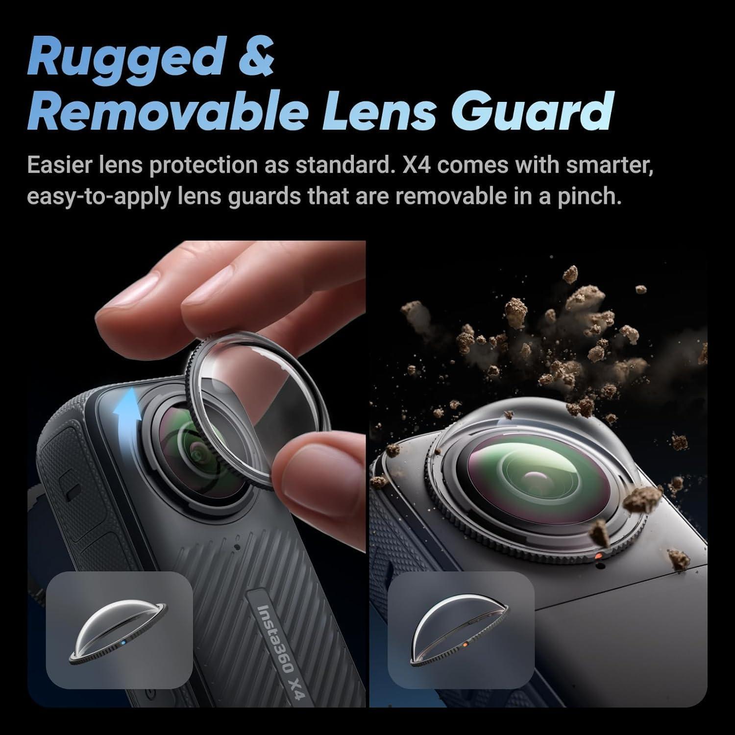 Cámara de acción Insta360 X4 8K 360° impermeable con batería extra