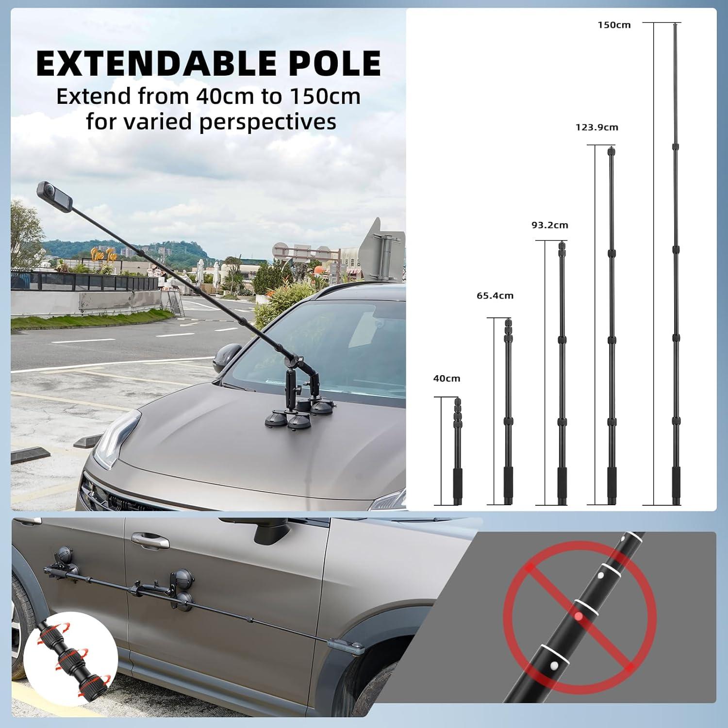 Soporte de Ventosa para Coche BRDRC con Palo Extensible 1.5m