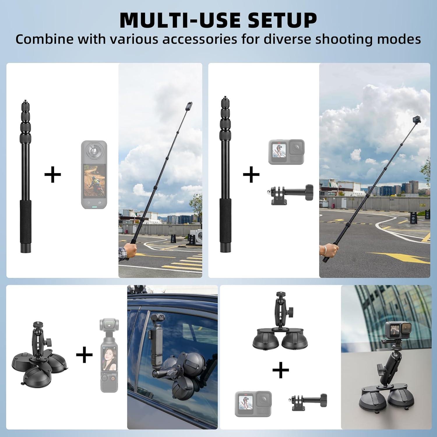 Soporte de Ventosa para Coche BRDRC con Palo Extensible 1.5m