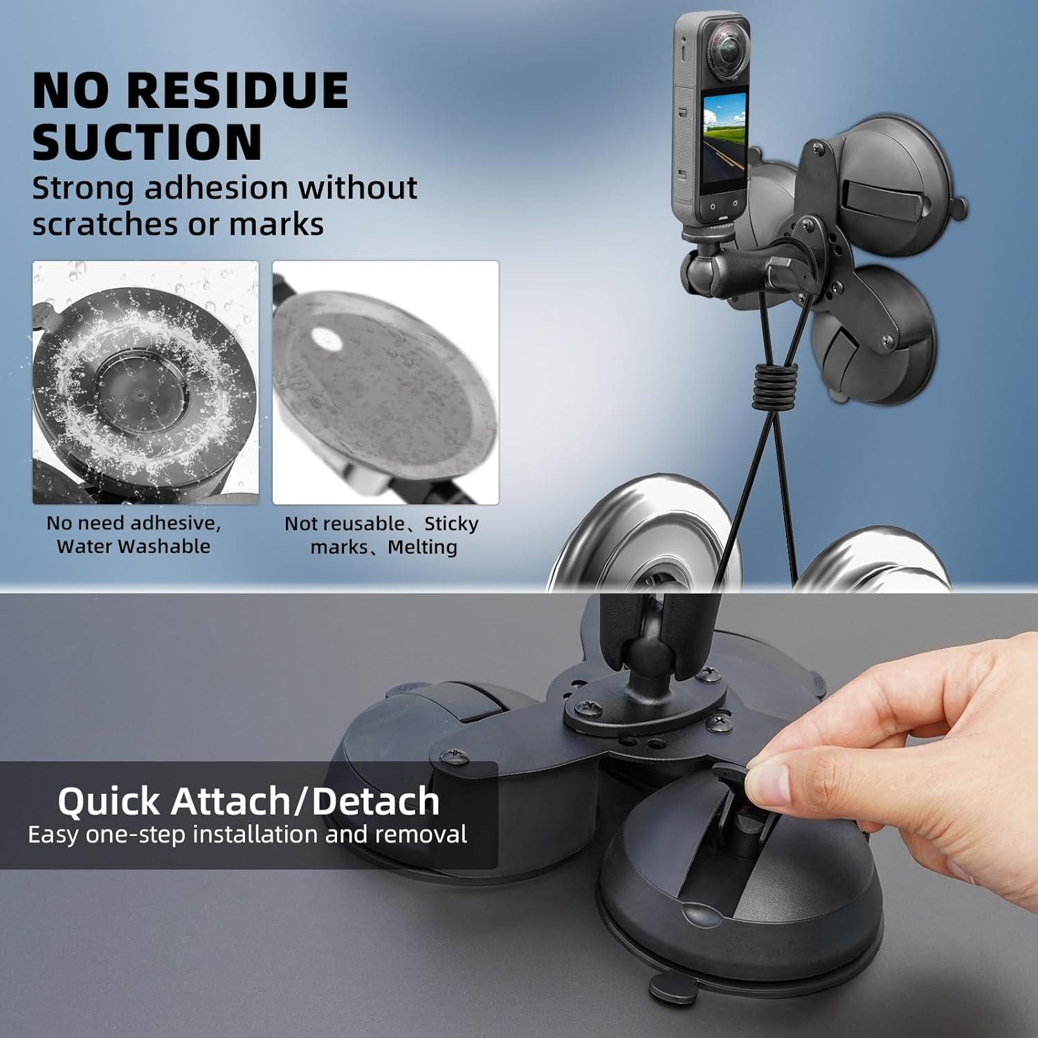 Soporte de Ventosa para Coche BRDRC con Palo Extensible 1.5m