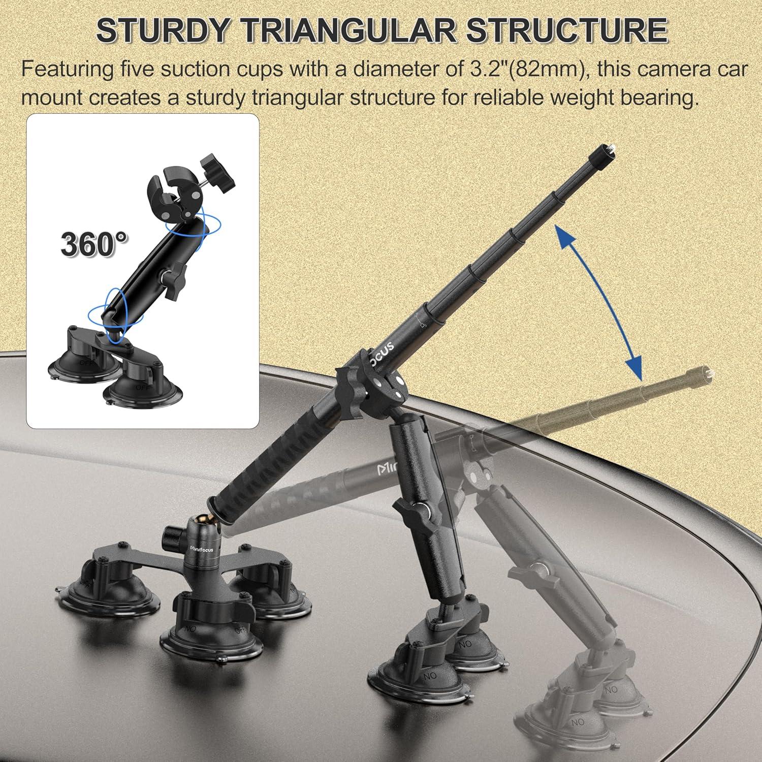 Soporte de Coche por Succión Minifocus S1401 con Palo de Selfie 114cm
